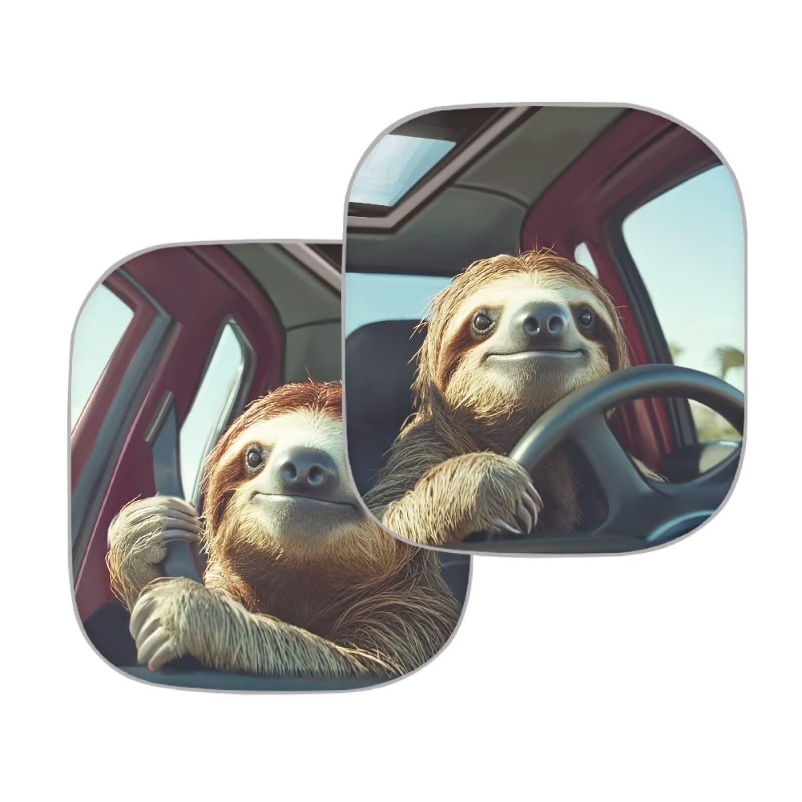 Renewold Automotive Windshield Sunshades 2Pcs Sun Shade For Car Front Window Sloth Animal Driving Car Accessories For Most Sedan