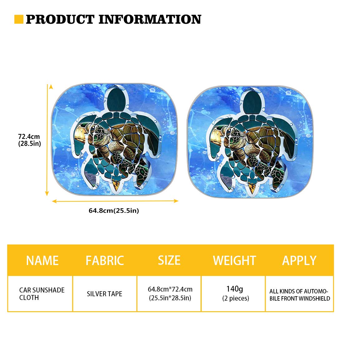 Huisefor Yellow Sunflower Car Windshield Sun Shade Universal Fit Car Front Window For Trucks Suv Van Sunshade Visor Auto Vehicle Shield Reflector Blocking Screen Cover Pack Of 2