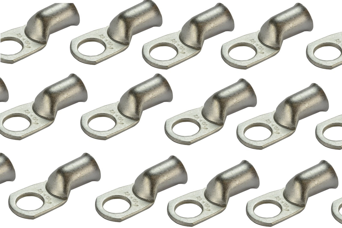 Temco 100 Pack Tinned Copper Welding Battery Cable Ends, Lugs Terminal 1/0 Awg 1/2'' Hole - Marine Grade (6 Awg To 1/0 Awg Optio