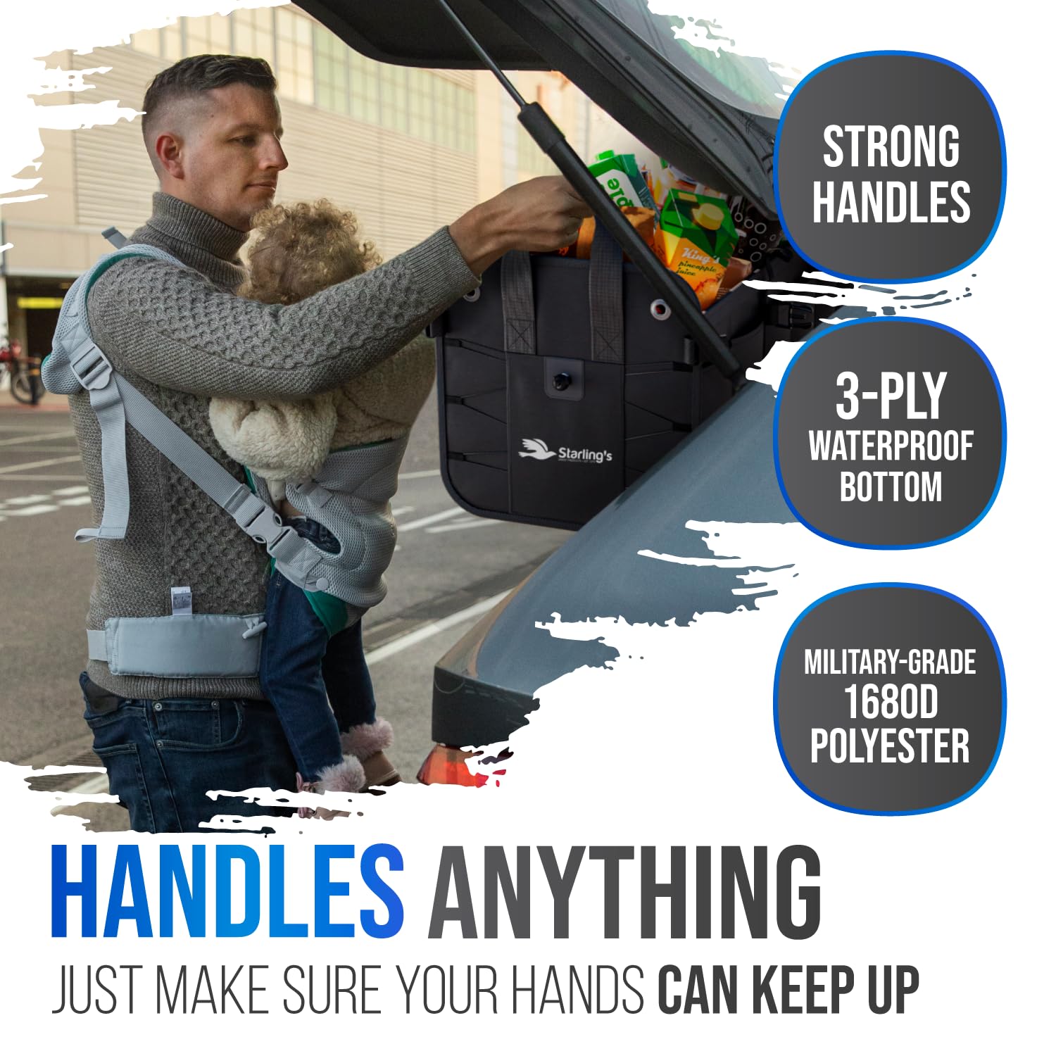 Car Trunk Organizer - Large Collapsible Storage Box With Adjustable Compartments - Heavy-Duty Cargo Organizer For Suv, Truck & C