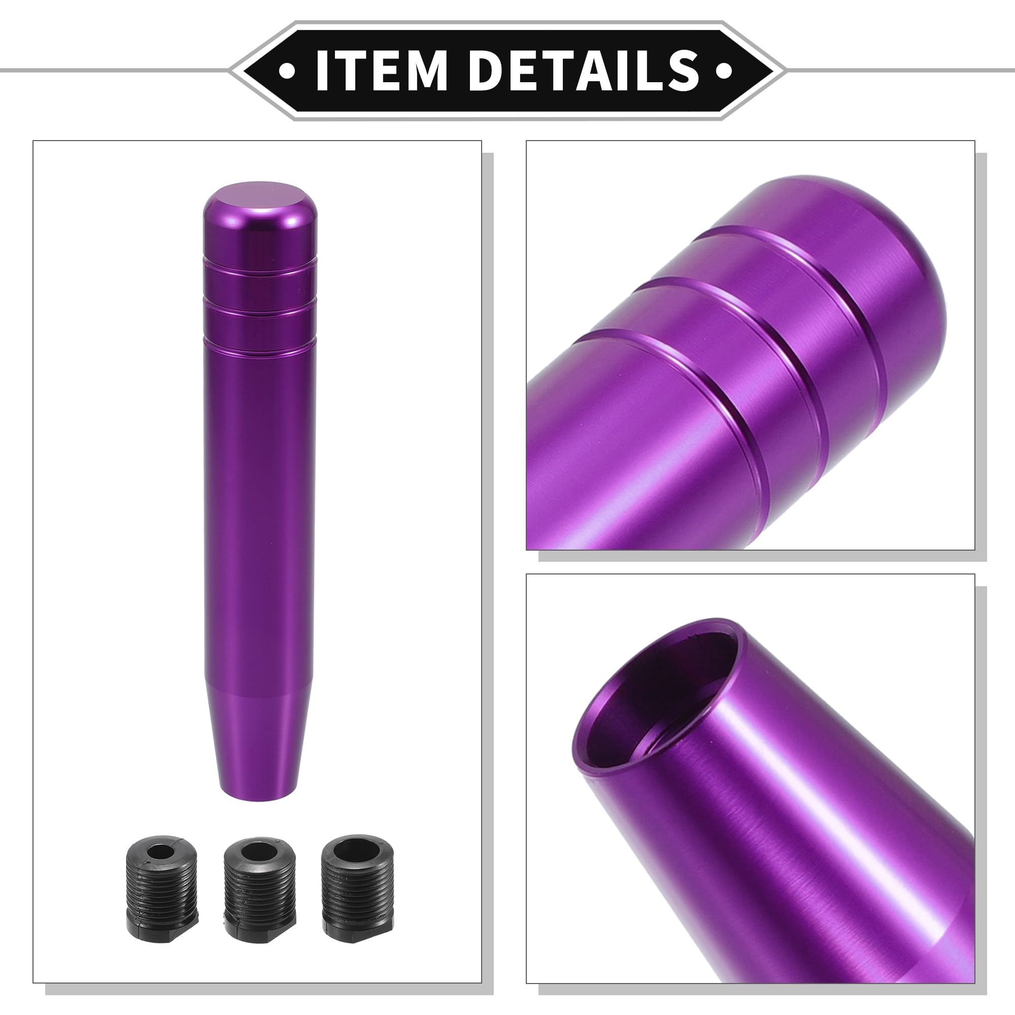 VekAuto Gear Shifter Knob Kit, 18cm Car Shift Lever Knob Universal for Automatic and Manual Vehicle Durable Aluminum Alloy Purpl