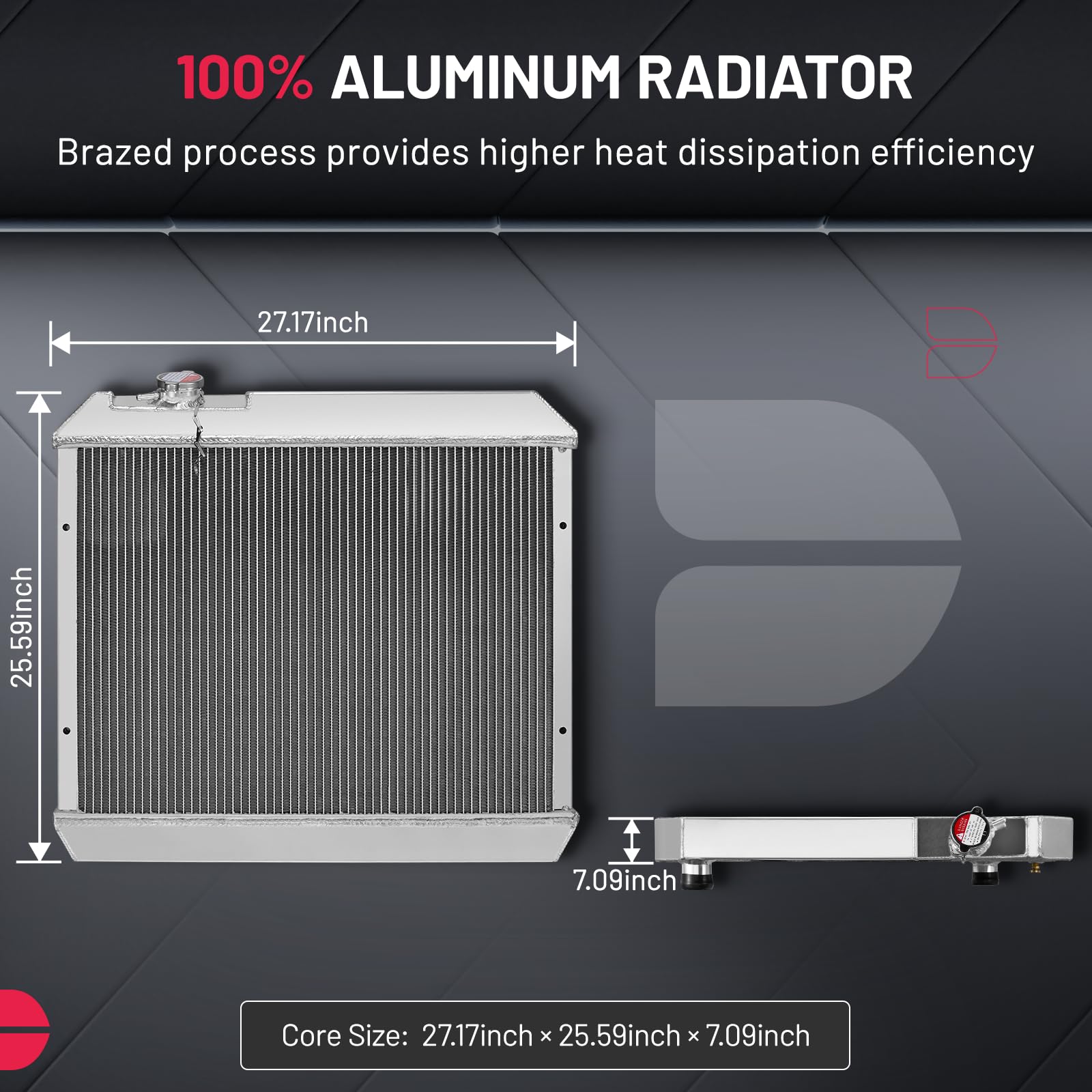 BDFHYK 3ROW-56MM RA-CHEVYT63-3 Aluminum Radiator Compatible with for 1963-1966 ChevroLet C10 Pickup/C20/C30/K10/K20,1964-1966 OL