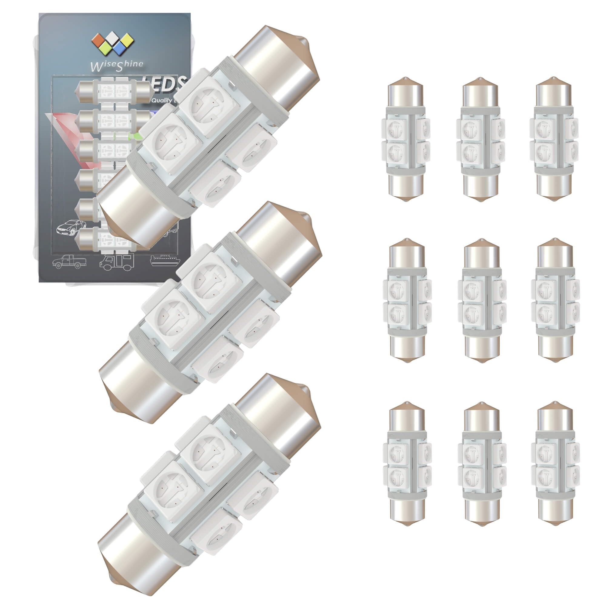 Wiseshine DC 24V 31mm Festoon LED Bulb DE3175 Amber Yellow DE3021 LED Car Bulb for Truck Interior Door Cargo Lights (Pack 12)