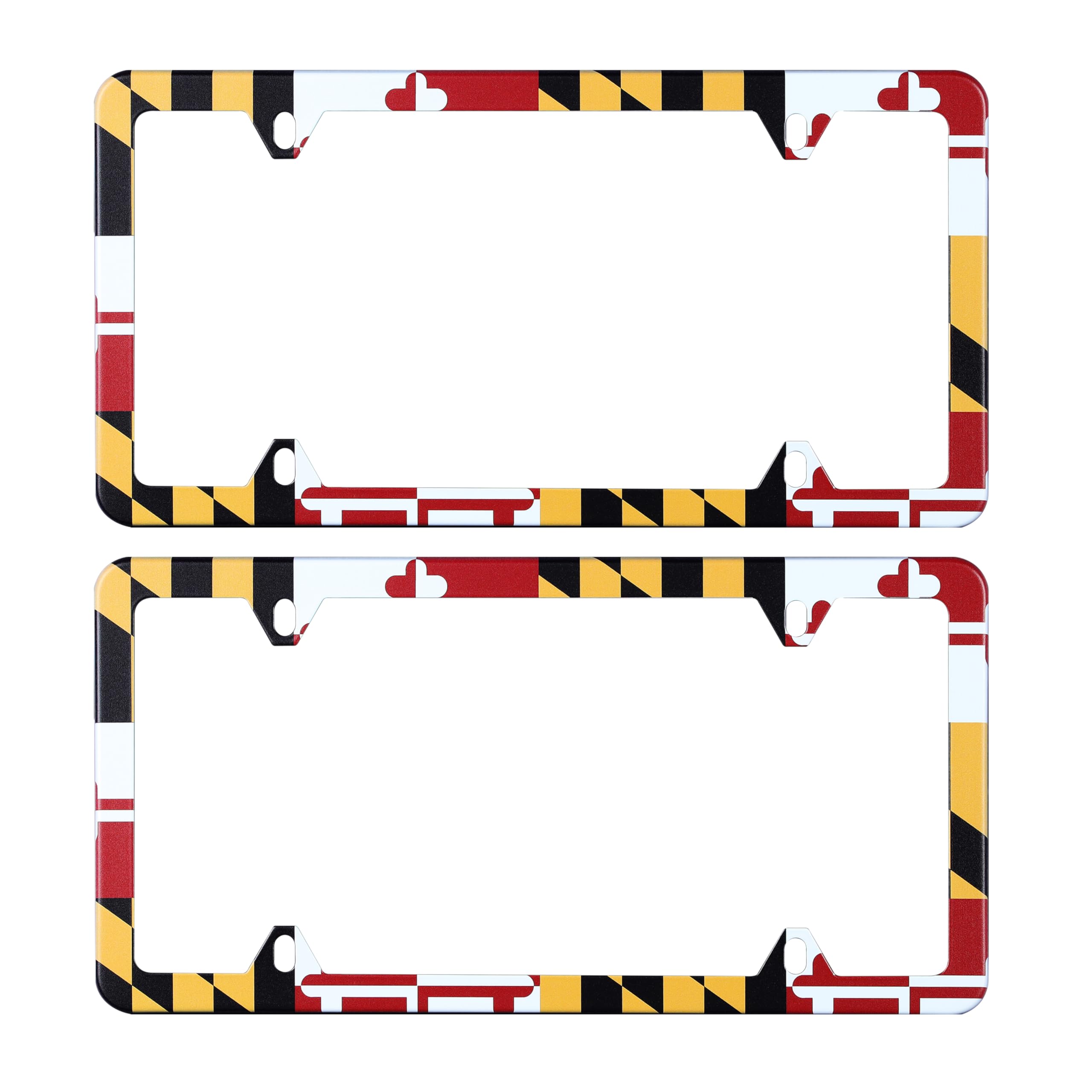 2Pcs Maryland Flag License Plate Frame State Flags Stainless Steel Auto Parts Decoration With Screws Fits U.S. Canadian Standard