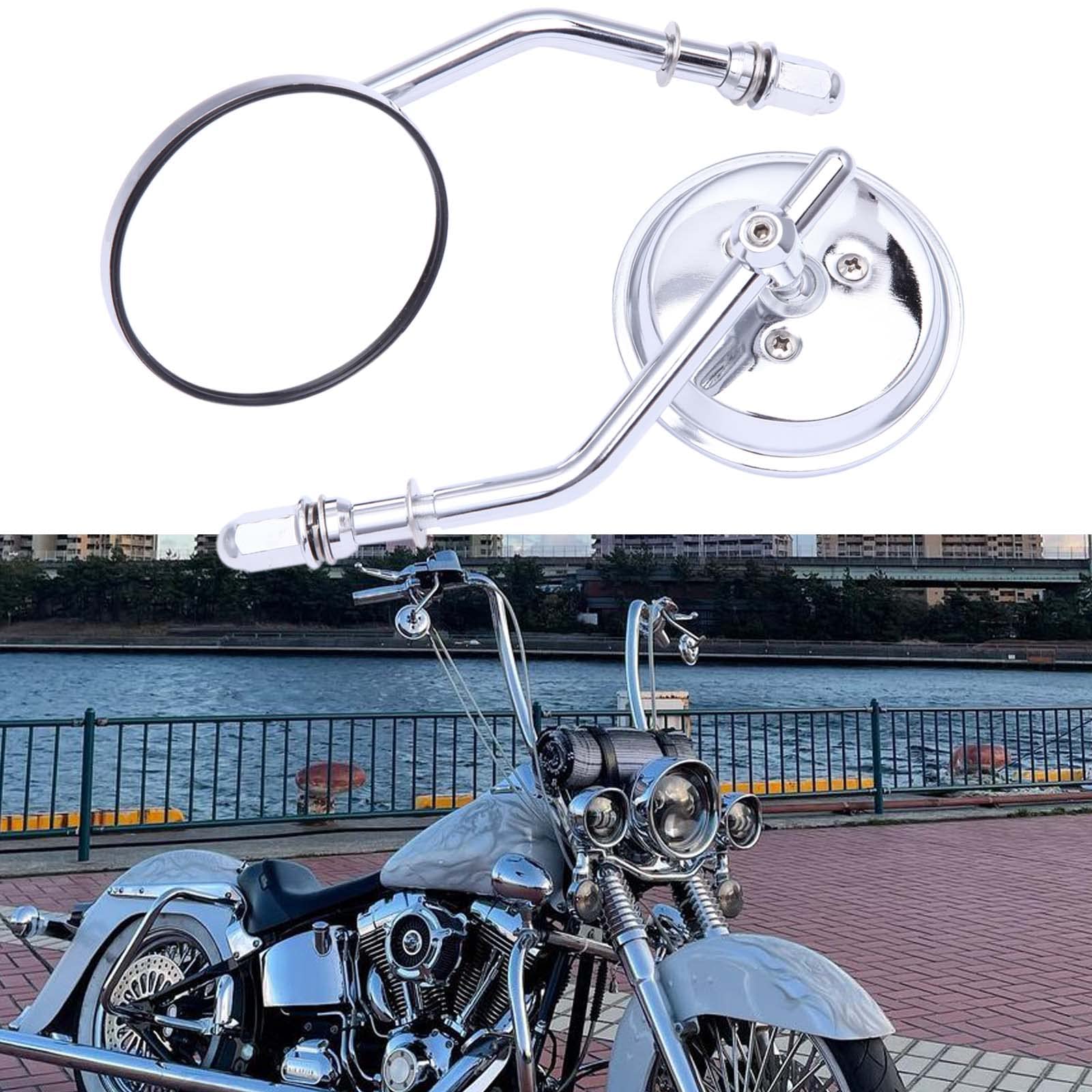 Chrome Motorcycle Round Sportster Mirrors Rear View Compatible With Harley Davidson Fatboy Dyna Street Glide Road King Softail