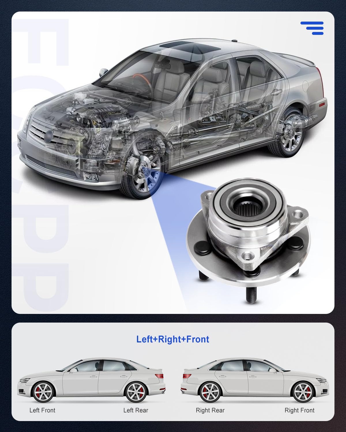 ECCPP Replacement for Front Wheel Bearing Hub for 1996-2007 for Ford Taurus 1995-2002 for Lincoln Continental 1996-2005 for Merc