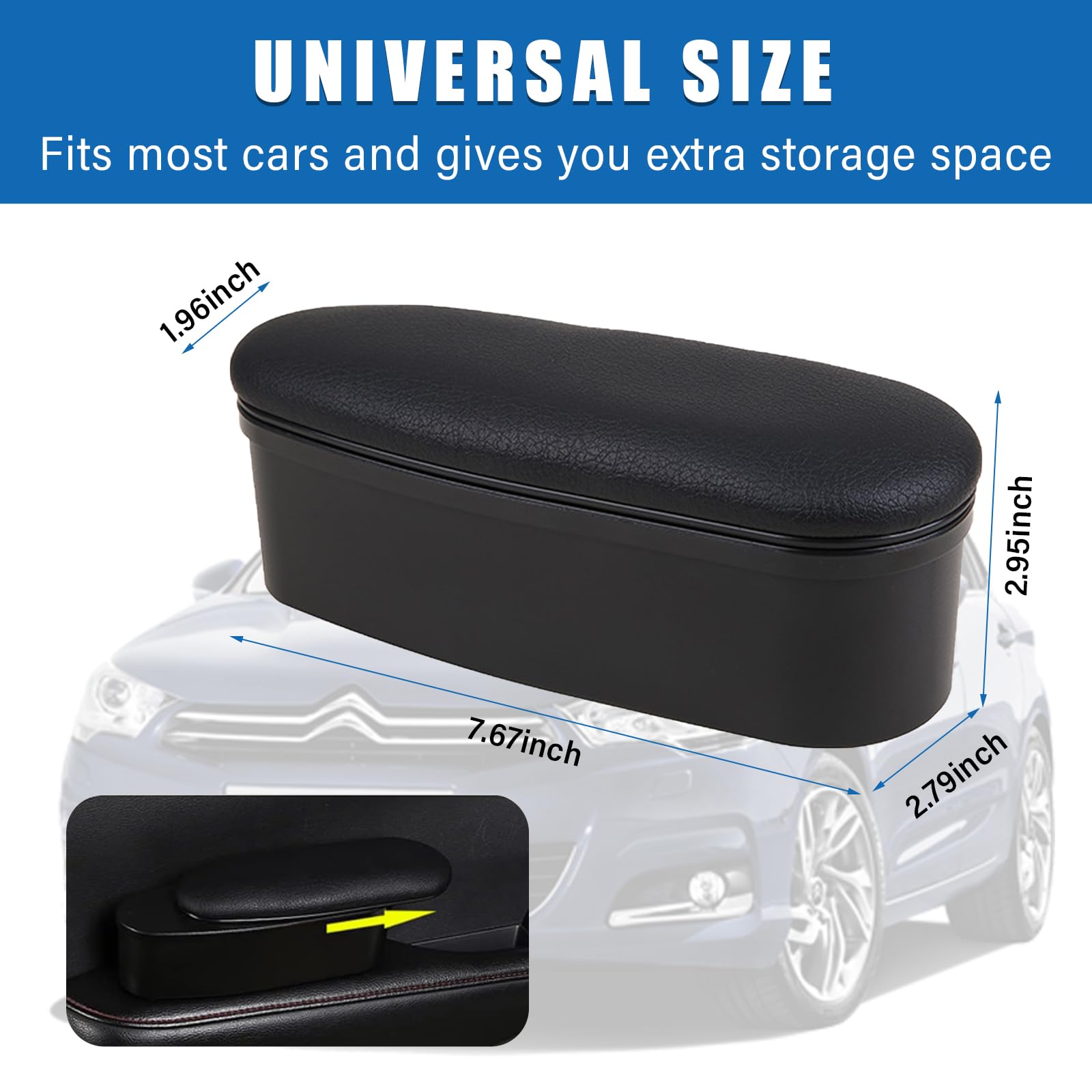 Ziciner Car Armrest Support Cover, Universal Leather Car Side Door Armrest Pillow, Relieve Driver Arm Fatigue Storage Box Cushion Pad, Automotive Interior Accessories For Most Vehicles (Black)