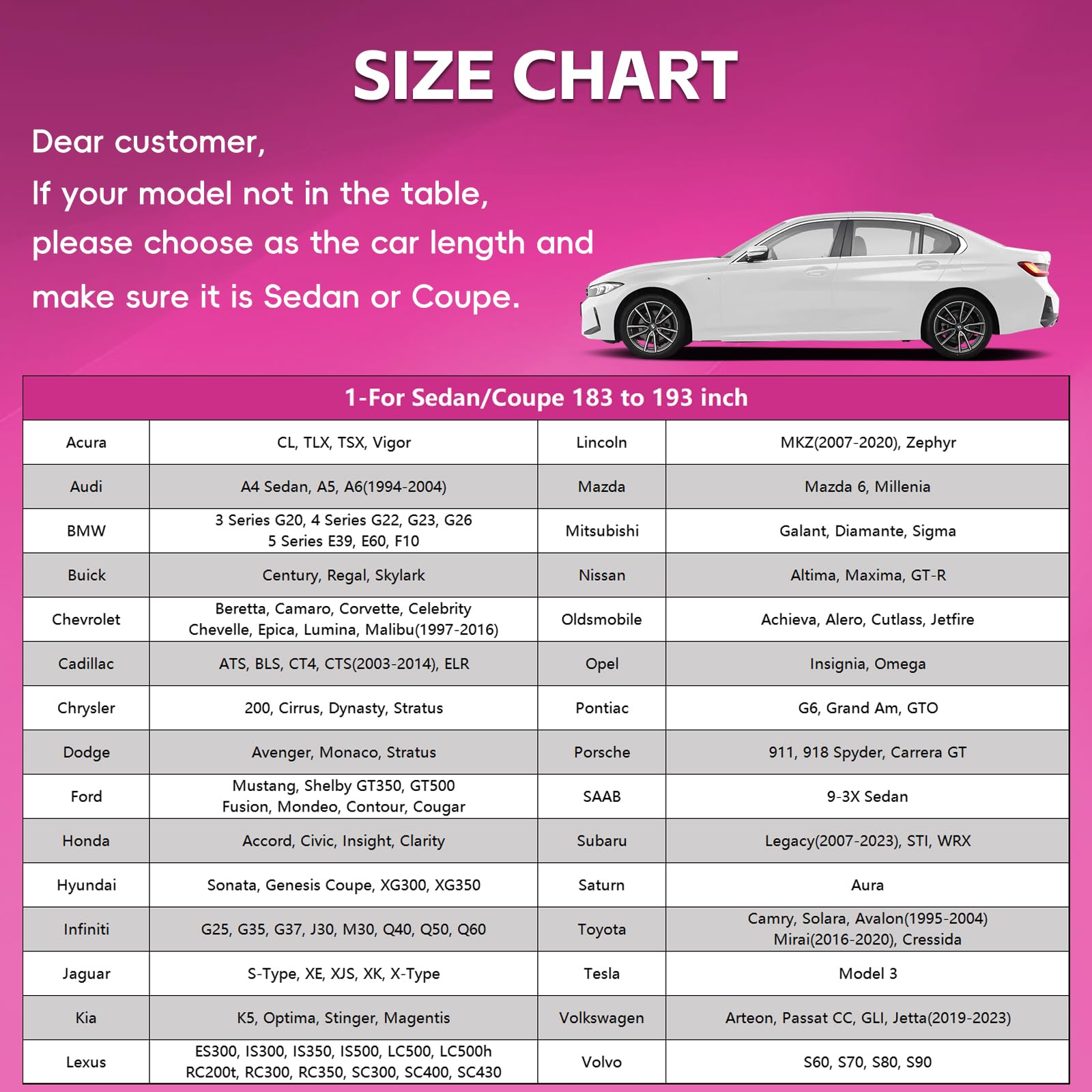 Car Cover Waterproof All Weather For Sedan Coupe, Pink Car Covers For Automobiles, Outdoor Full Exterior Cover Rain Snow Protect