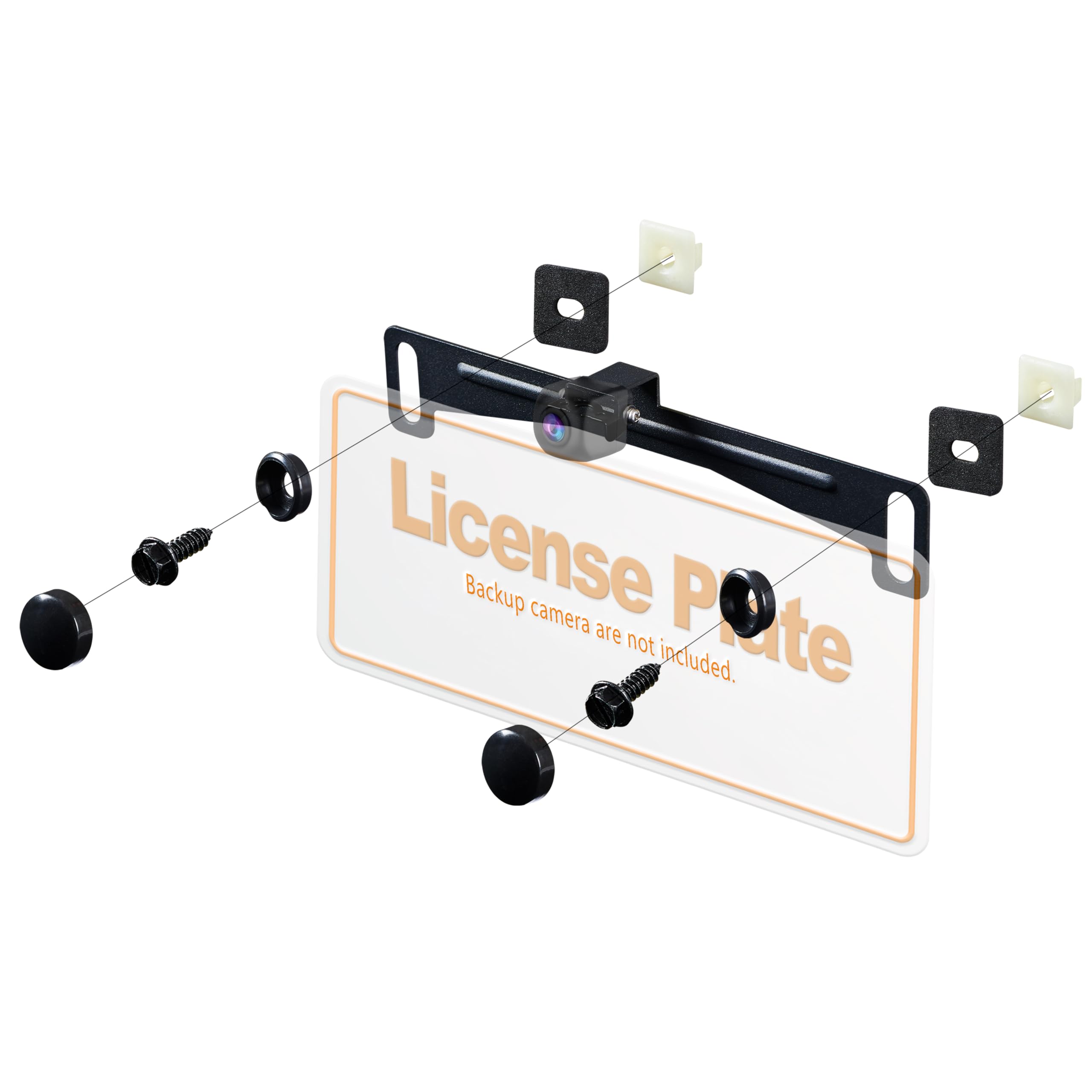 Voonoa Car Rear Camera License Plate Bracket With Screws Kit, Universal Rust-Proof Backup Camera Mount Accessories Installation 