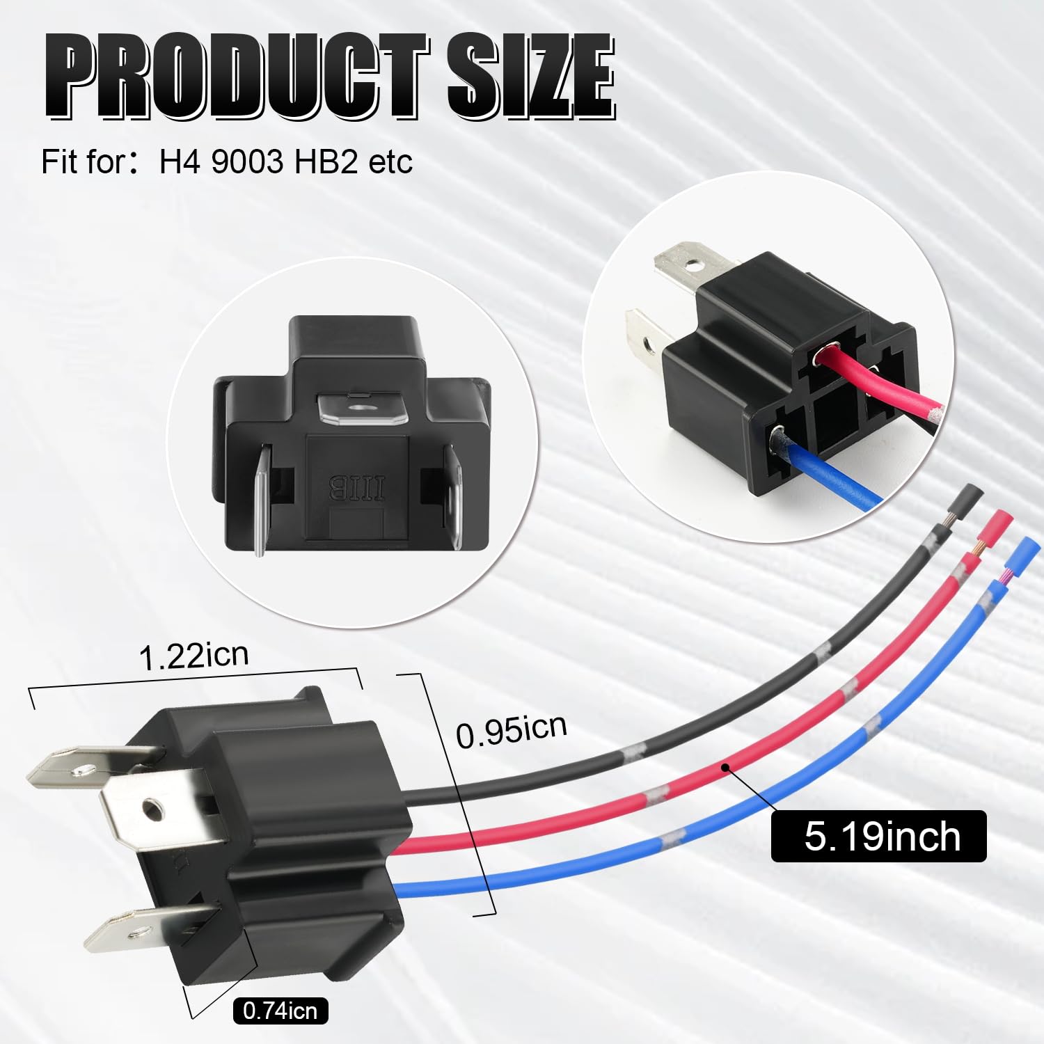 Ibrightstar H4 9003 Hb2 Male Nylon Adapter Wiring Harness Sockets Wire For Headlights Or Fog Lights