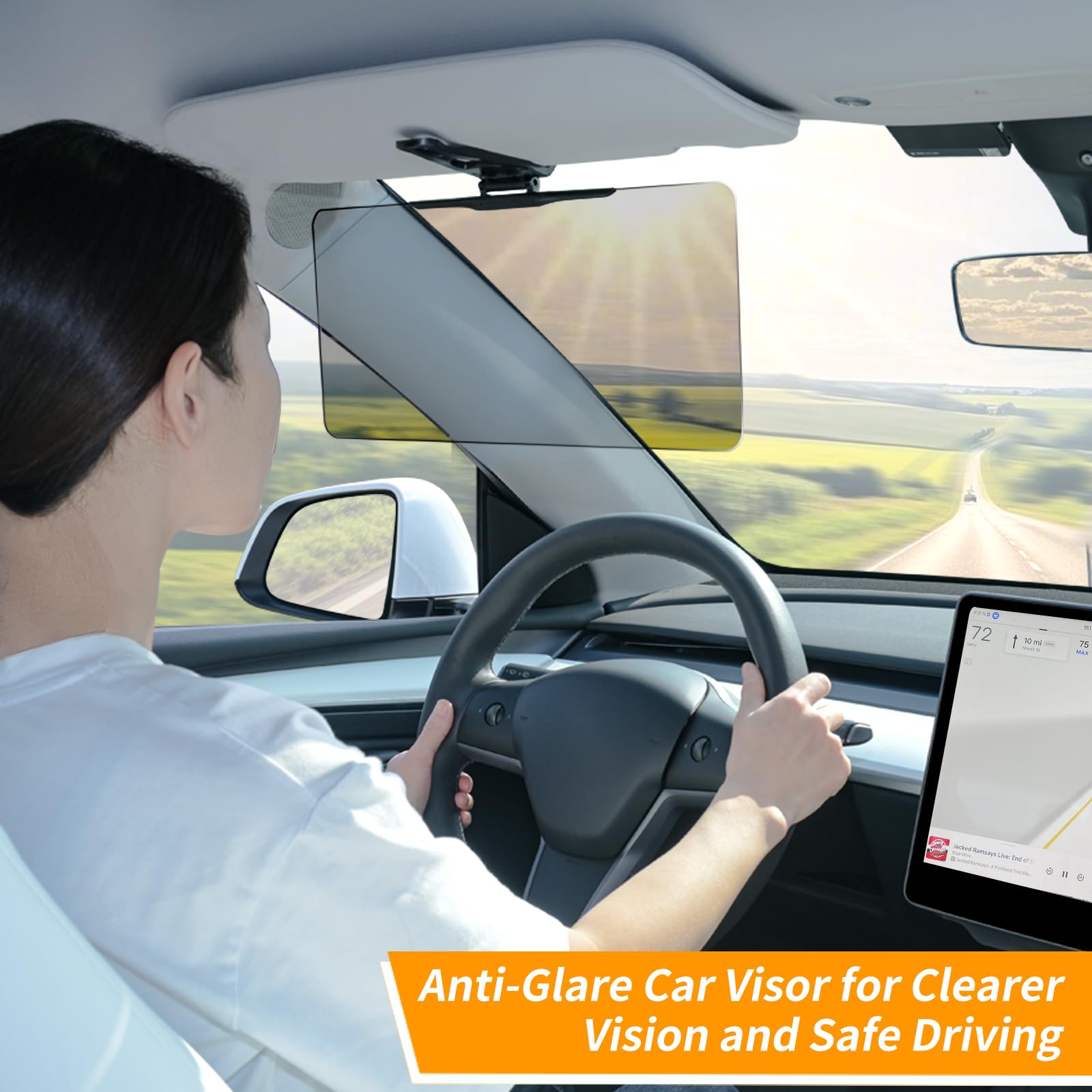 Polarized Sun Visor Extender for Car, Anti-Glare UV400 Car Visor Extension Sun Blocker for Safe Driving, Universal Clip on Sun V