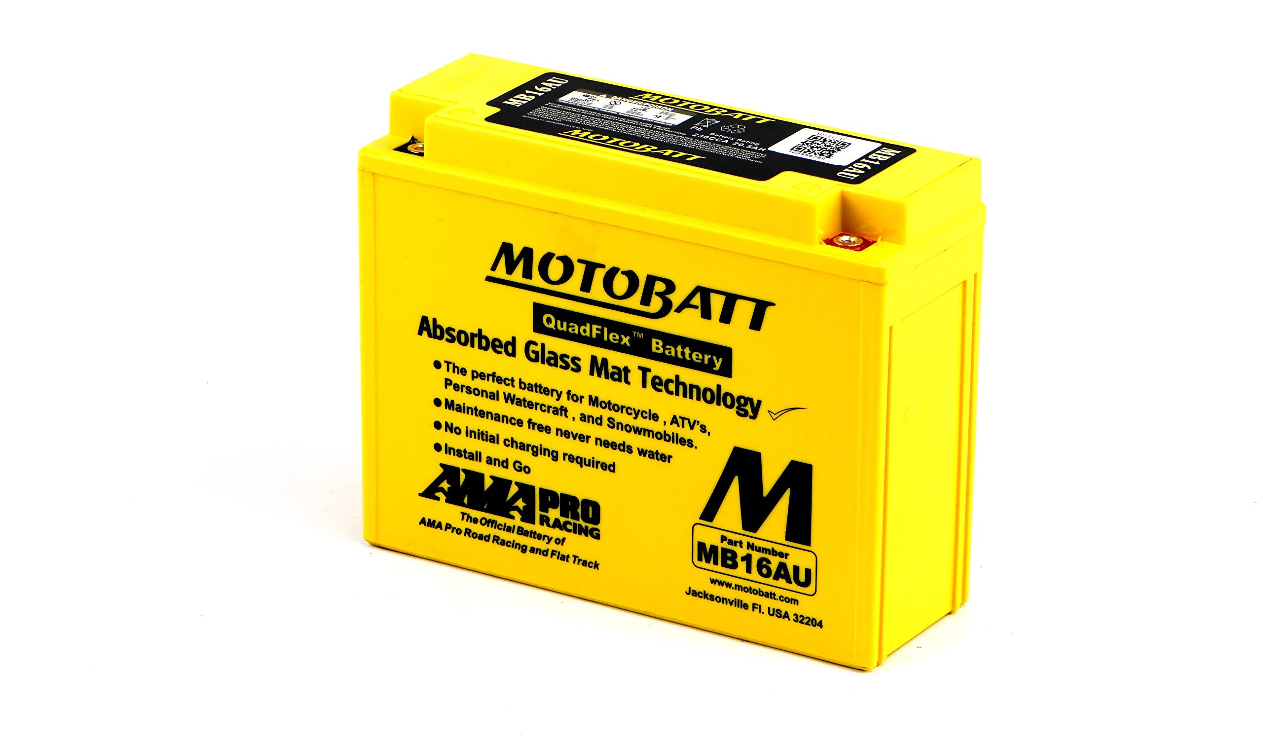 Motobatt Mb16Au (12V 20.5 Amp) 230Cca Factory Activated Quadflex Agm Battery