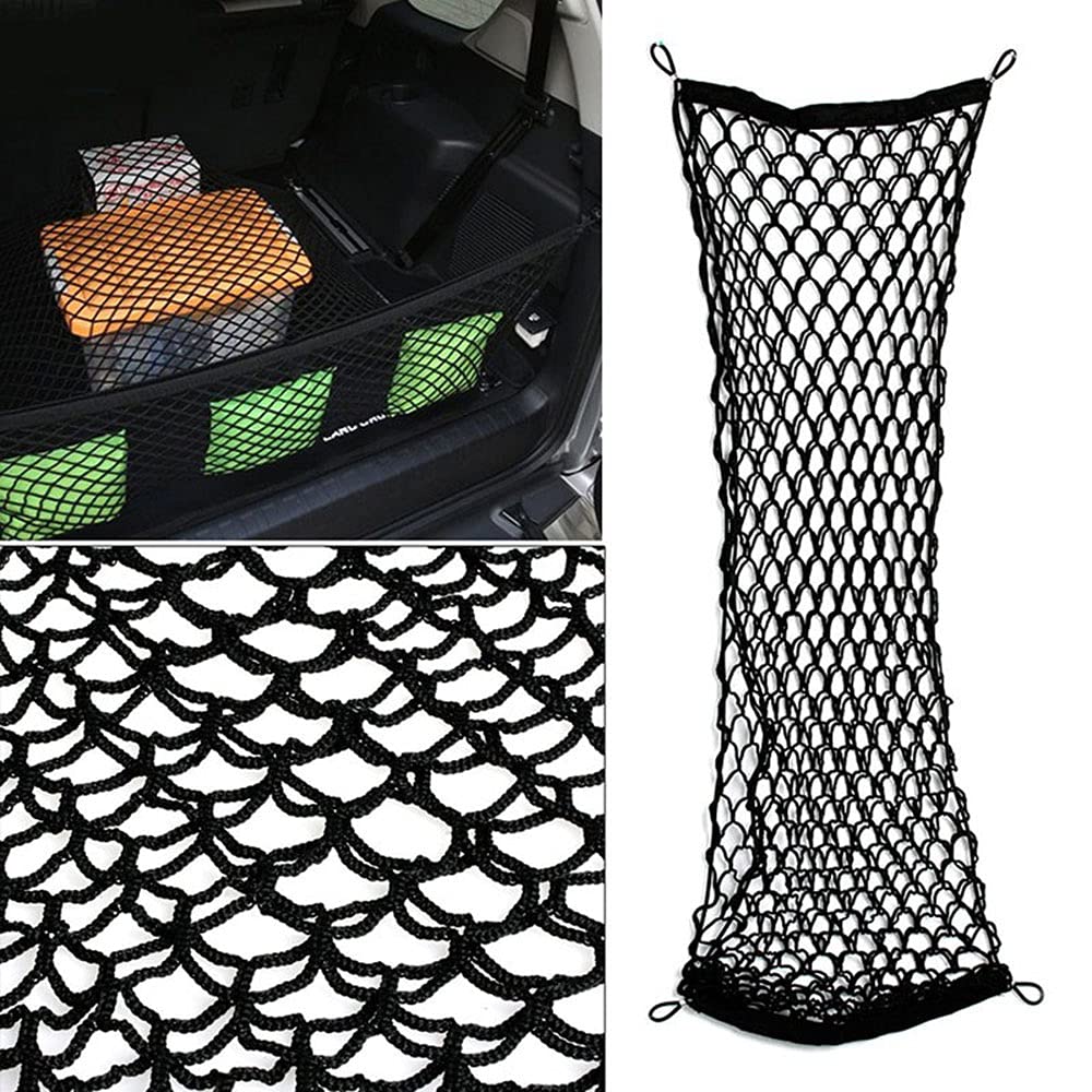 Car Rear Cargo Net, Universal Adjustable Elastic Trunk Cargo Storage Organizer Net Compatible For Suv, Jeep, Truck, Storage Nylo