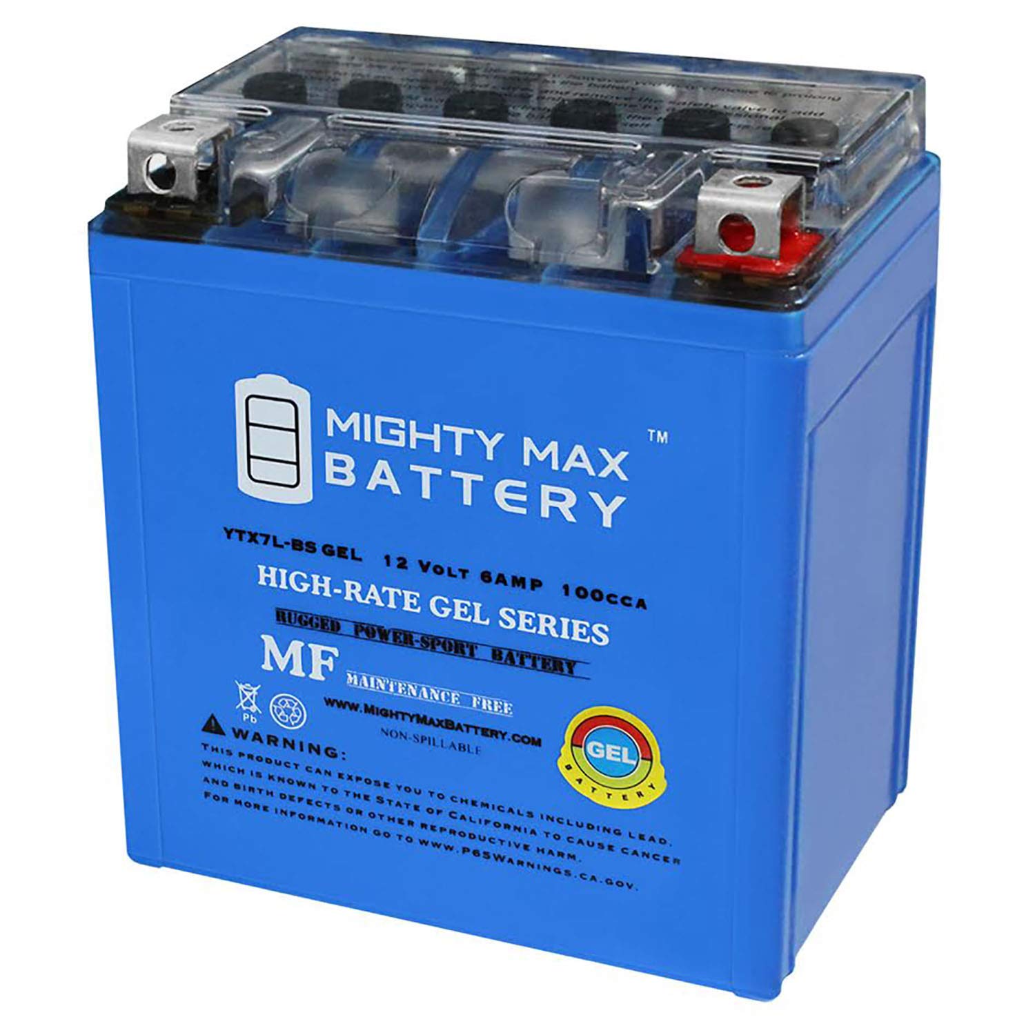 Mighty Max Battery Ytx7L-Bs Gel -12 Volt 6 Ah, Gel Type, 100 Cca, Rechargeable Maintenance Free Sla Agm Motorcycle Battery