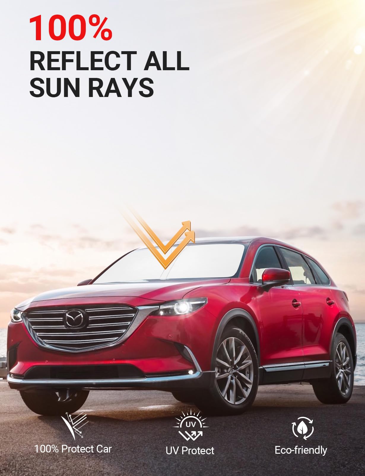 Proadsy 2025 Upgrade Windshield Sun Shade Custom Fit Mazda Cx-9 Cx9 2016-2024 2025 4-Layer Foldable Front Sunshade Protector Sun