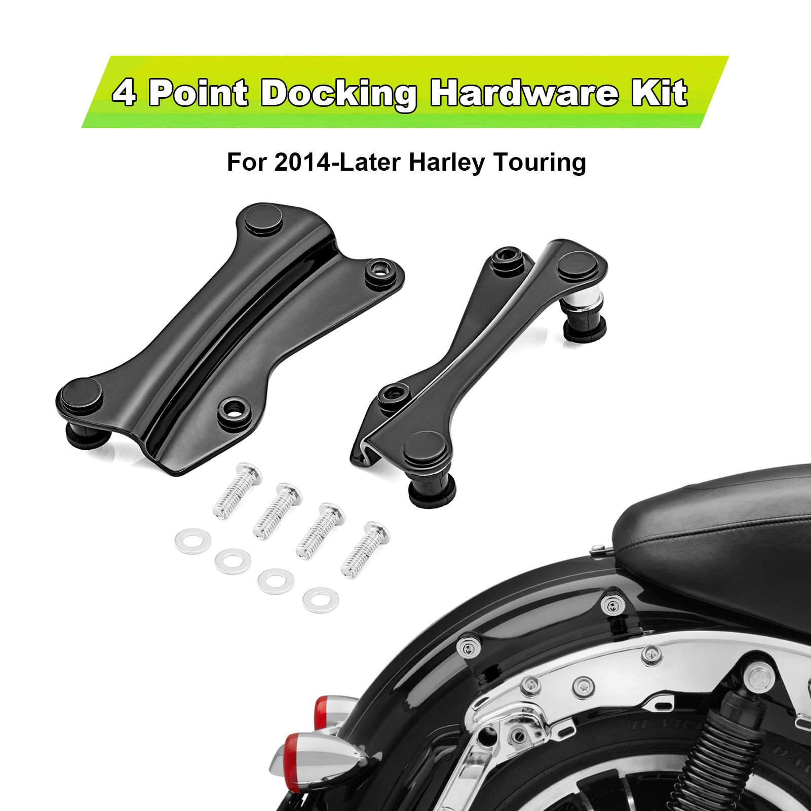 Mofun Quick Release 4 Point Docking Hardware Kit Tour Pack Backrest Docking Kit Fits for 2014-2024 Harley Touring Street Glide R