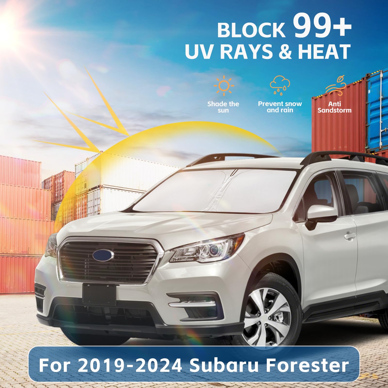 Windshield Sun Shade For Subaru Forester Accessories 2019-2024 2025 Front Window Shade Custom Fit Forester Crossover, Base, Prem