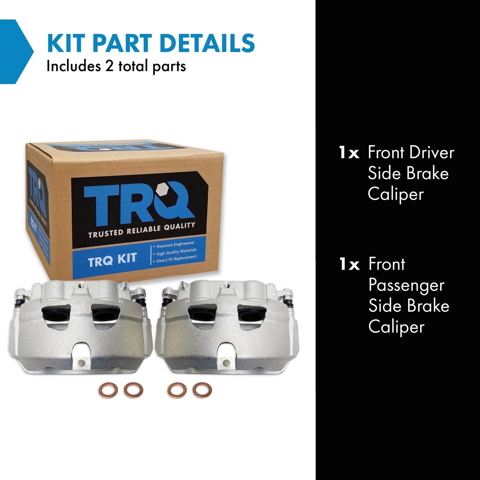 Trq Front Brake Caliper Set Compatible With 2008-2014 Ford E-150 E-250 2008-2018 E-350 Super Duty 2008-2017 E-450 Super Duty