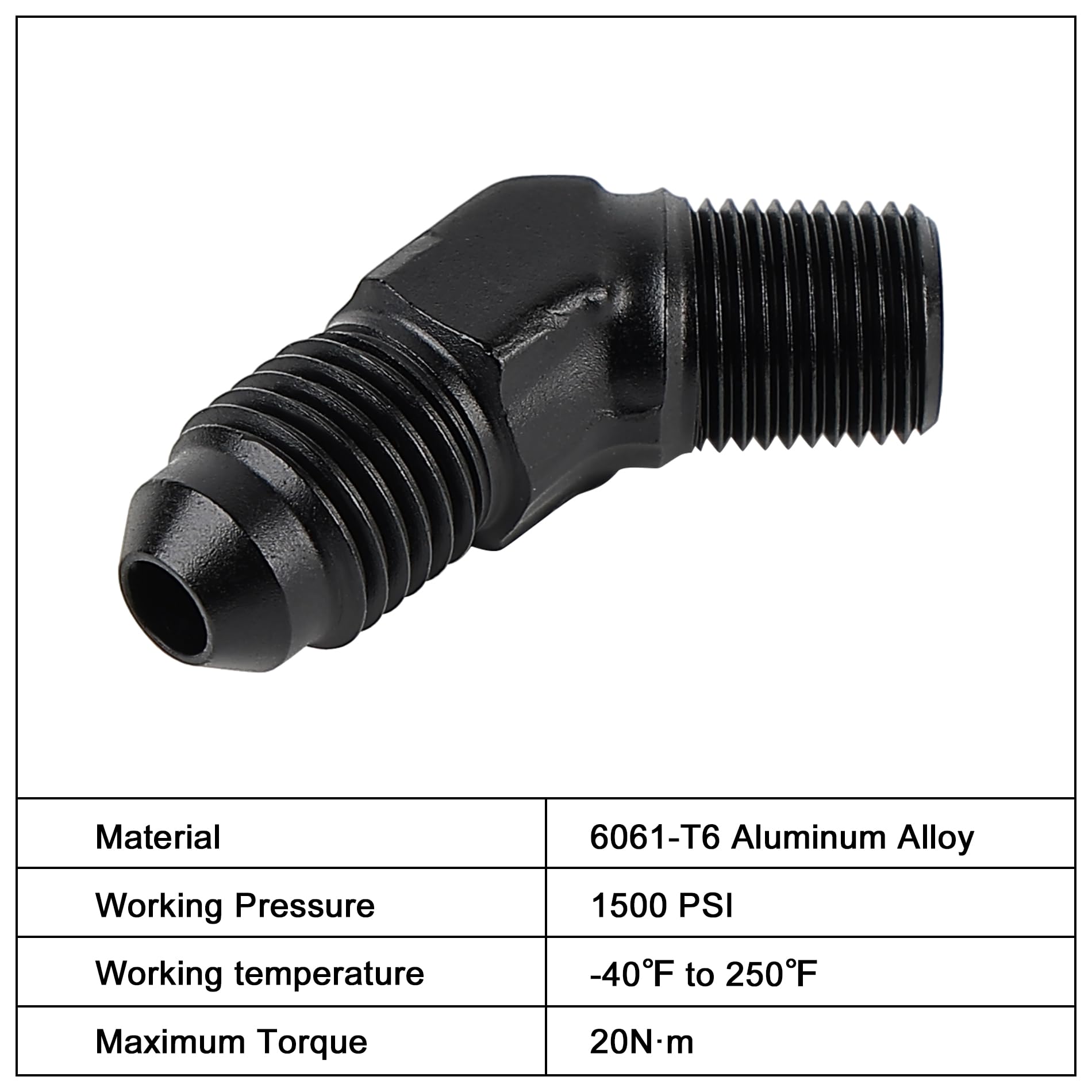 Evil Energy 4An Male Flare To 1/8'' Npt Pipe 45 Degree Fitting Adapter Aluminum Black