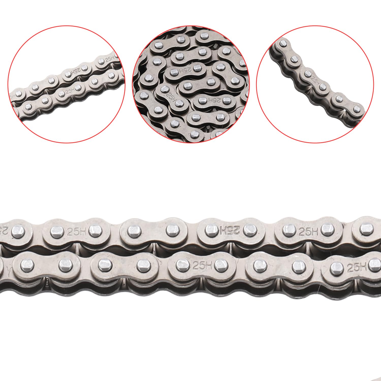 Kamier #25 Roller Chain 96 Links With 5Pcs Master Links Heavy Duty For Razor E300 E325 E300S Kids Electric Scooter Pr200 Pocket Rocket Bike 25H Drive Chain Parts