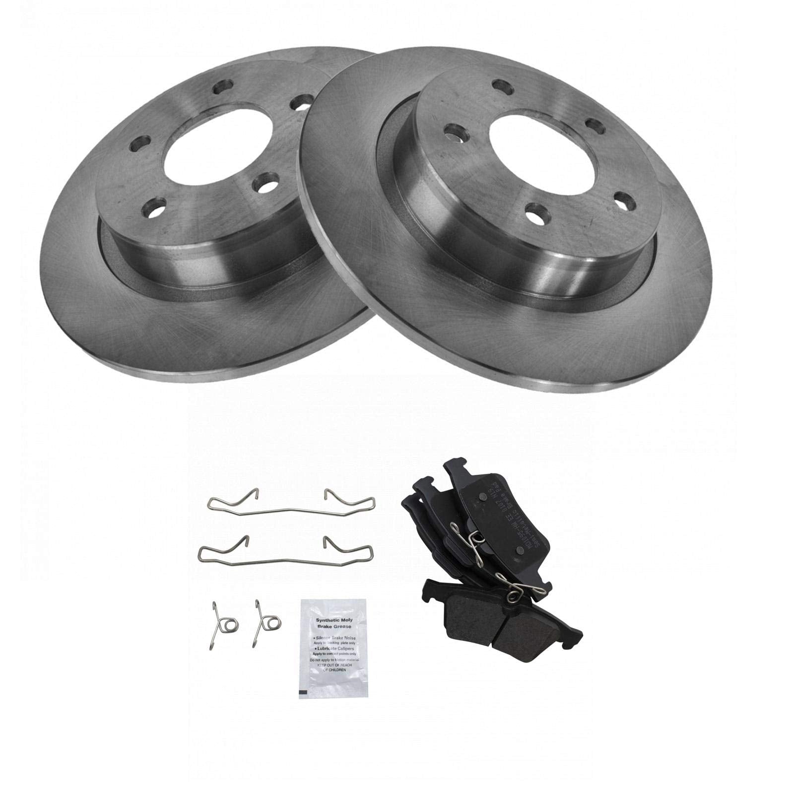 Trq Rear Brake Pad & Rotor Kit Brake Pads Brake Rotor Semi-Metallic Compatible With 2006-2013 Mazda 3