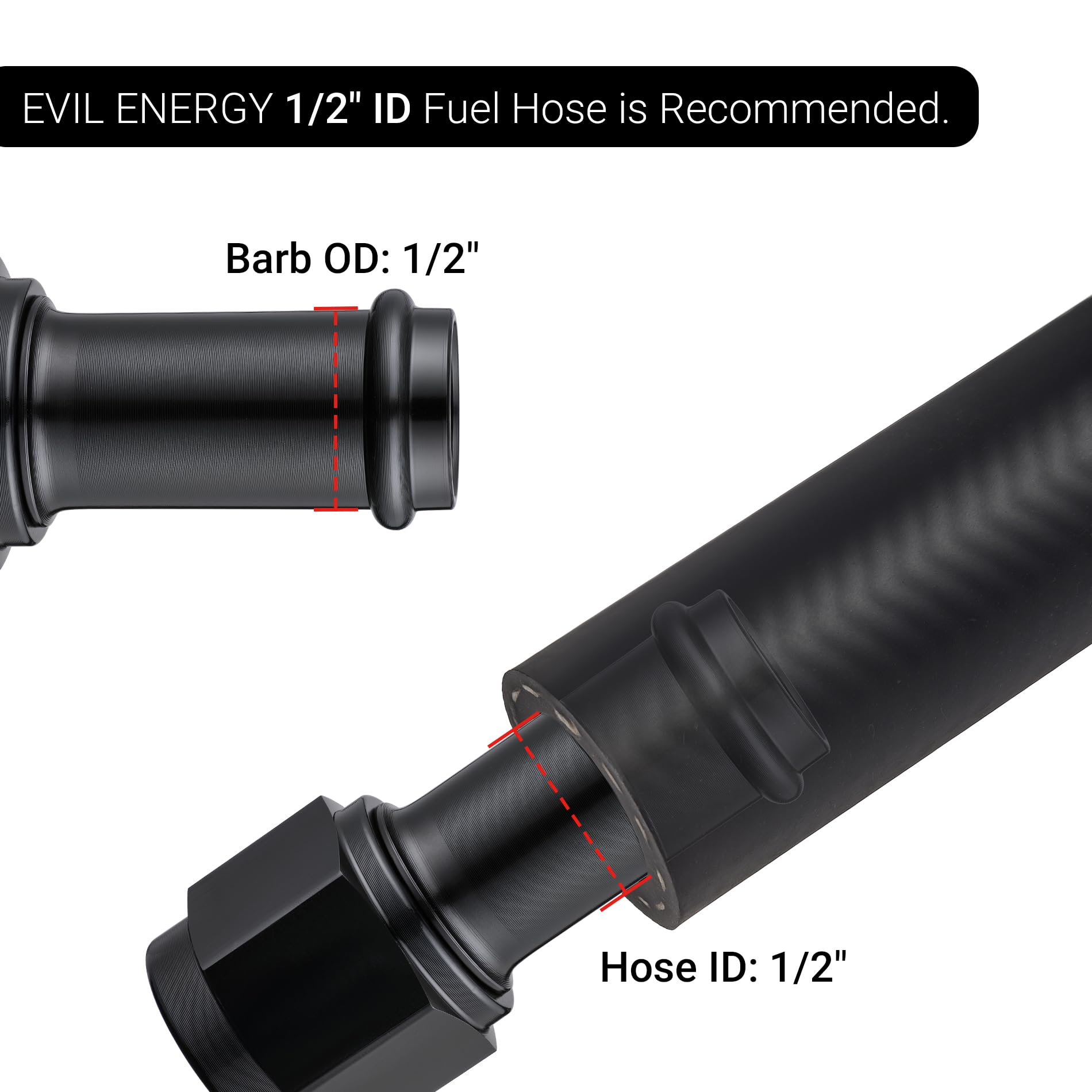 Evil Energy 6An Female To 1/2'' Barb Hose Fitting Straight Swivel