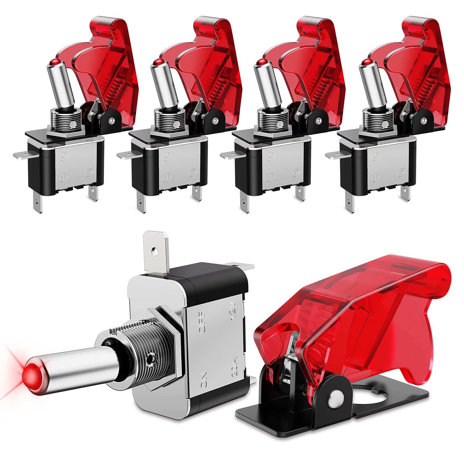 Nilight 5Pcs12V Led Toggle Switch Heavy Duty 20A Switch Spst On Off 3 Pin Rocker Switch For Automotive Cars Trucks Boats Racking