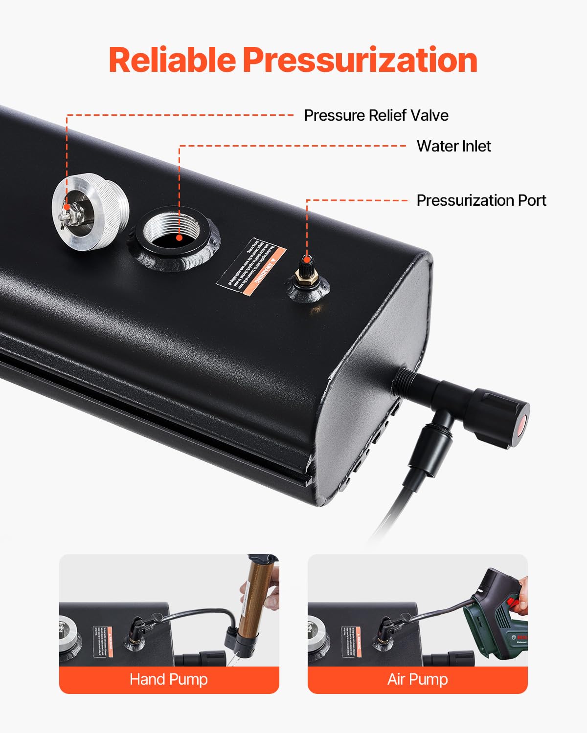 VEVOR Pressurized Water Tank, 7 Gal,Lightweight Aluminum Metal, Multi-Dispensing Outdoor Roof Rack Water Tank with 2 Splash-Guar