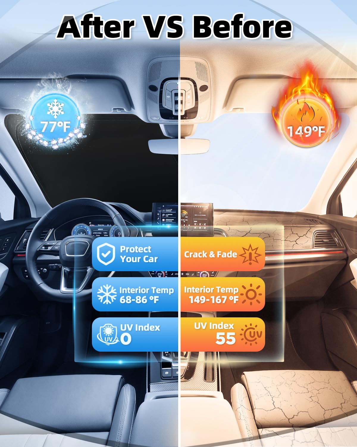 Mixsuper Liner Windshield Sun Shade For Ford Maverick 2022-2025 Windshield Sunshades For Maverick Accessories Front Window Sun S