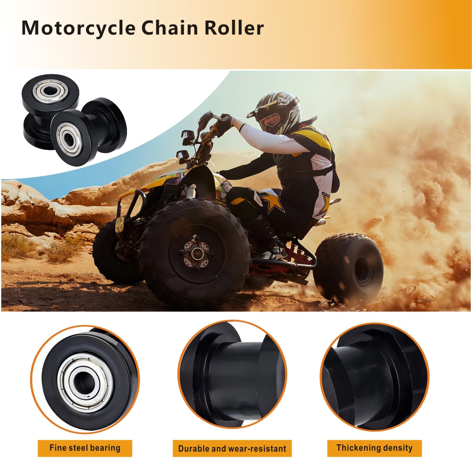 Motcoda 8mm & 8mm Chain Roller Pulley Tensioner Wheel Guide Per for Motorcycle Mini Bike Atv 125cc 140cc 160cc SSR XR125 KLX110