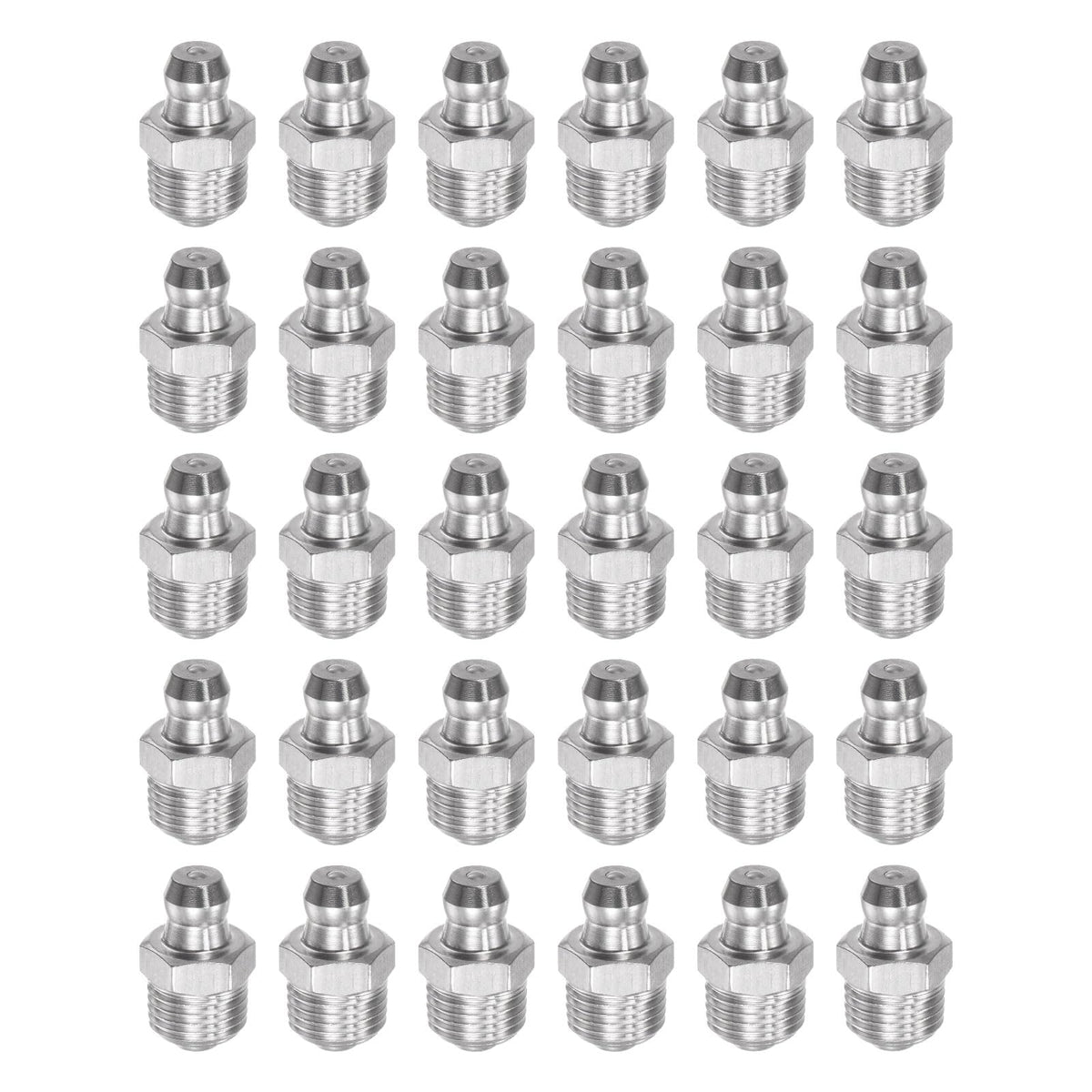 uxcell 304 Stainless Steel Straight Grease Fitting M10 x 1mm Thread Hydraulic Grease Fitting Accessories, 30Pcs