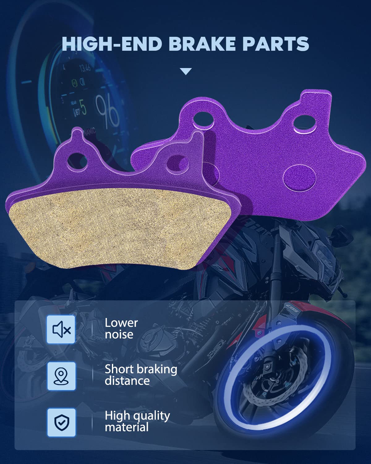 Eccpp Brake Pads For 2000-2007 Electra Glide Ultra Classic Road King Fatboy Dyna Heritage Softail Night Train, Fa400 Front And Rear Carbon Fiber