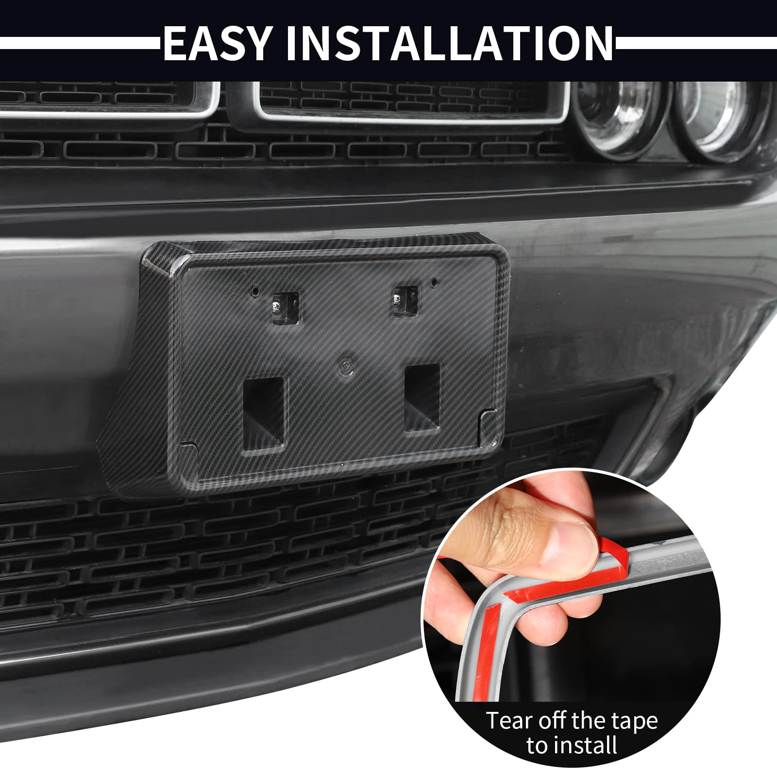 Voodonala For Challenger Front License Plate Mounting Bracket For 2010-2023 Dodge Challenger, Abs Carbon Fiber