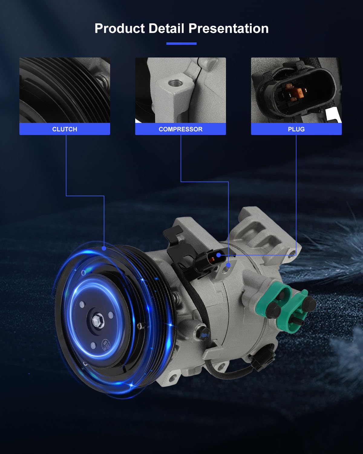 Eccpp A/C Compressor With Clutch 2017 Fit For Hyundai Elantra 1.6L 2014-2019 Fit For Kia Soul 1.6L Ac Compressor