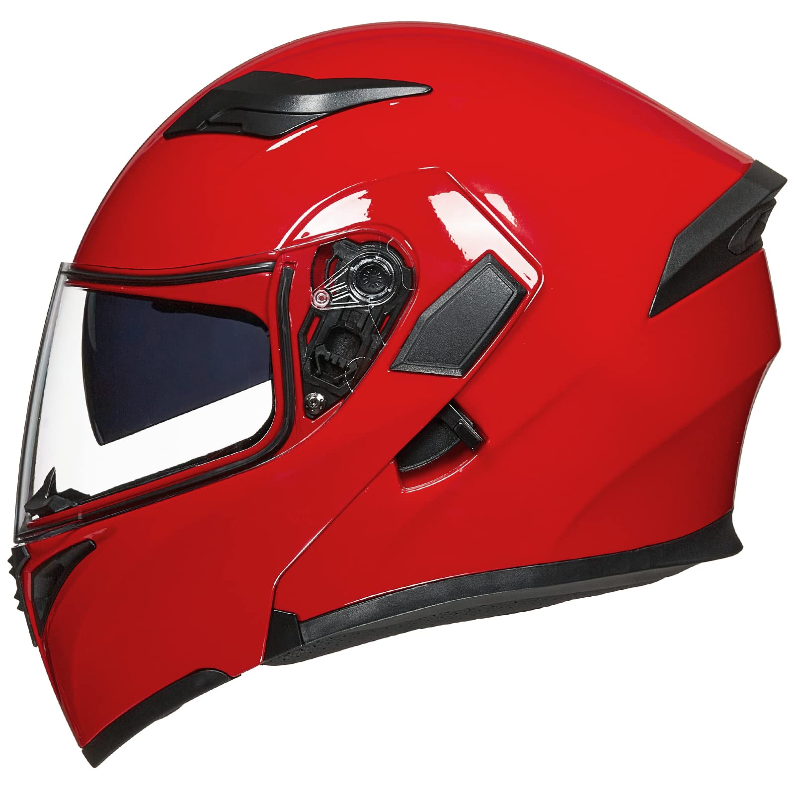 Ilm Motorcycle Dual Visor Flip Up Modular Full Face Helmet Dot 6 Colors Model 902 (S, Bright Red)