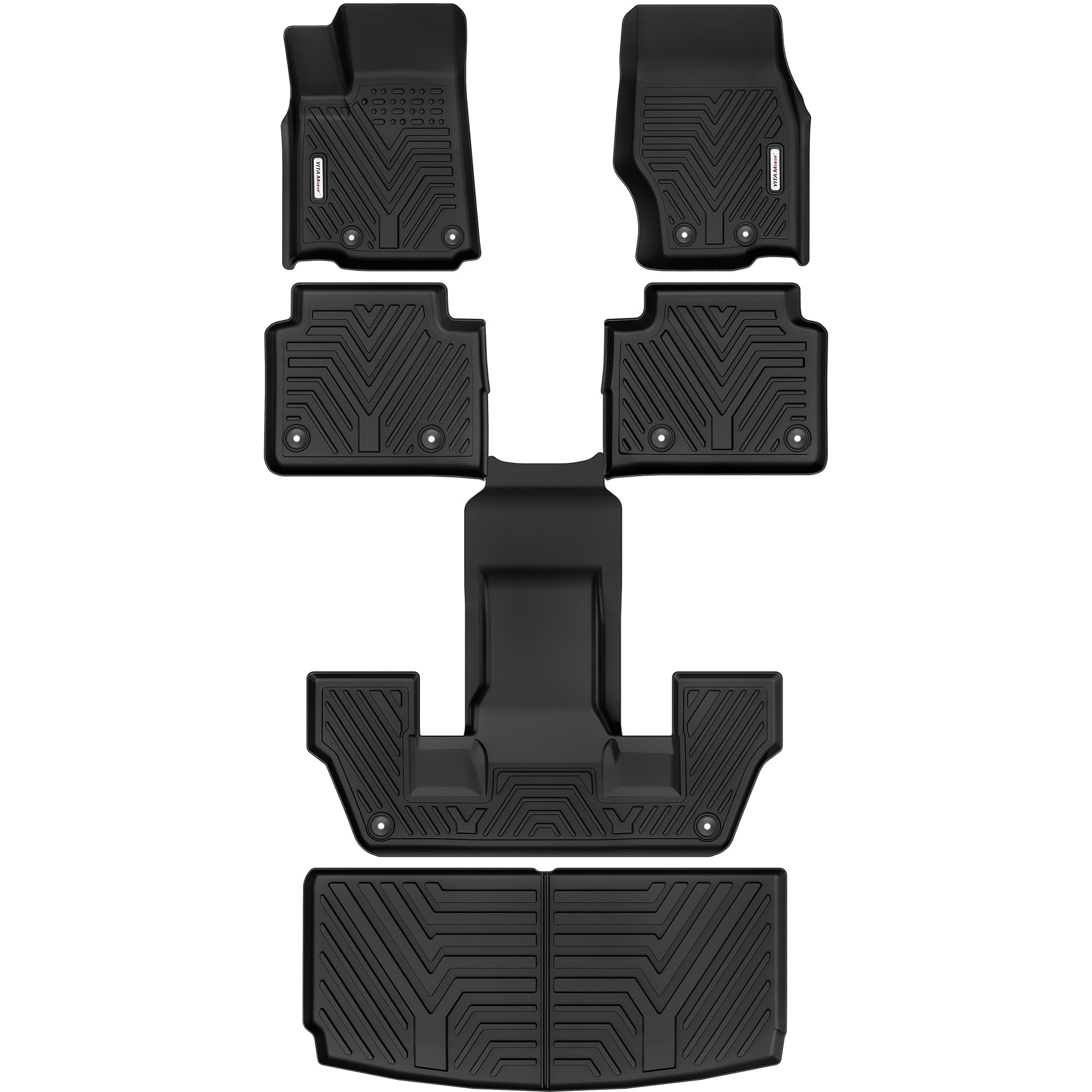 Yitamotor Floor Mats & Cargo Liner Fit For Jeep Grand Cherokee L 2021-2025 6 Seat, Tpe All Weather Custom Fit Floor Liner For 1-