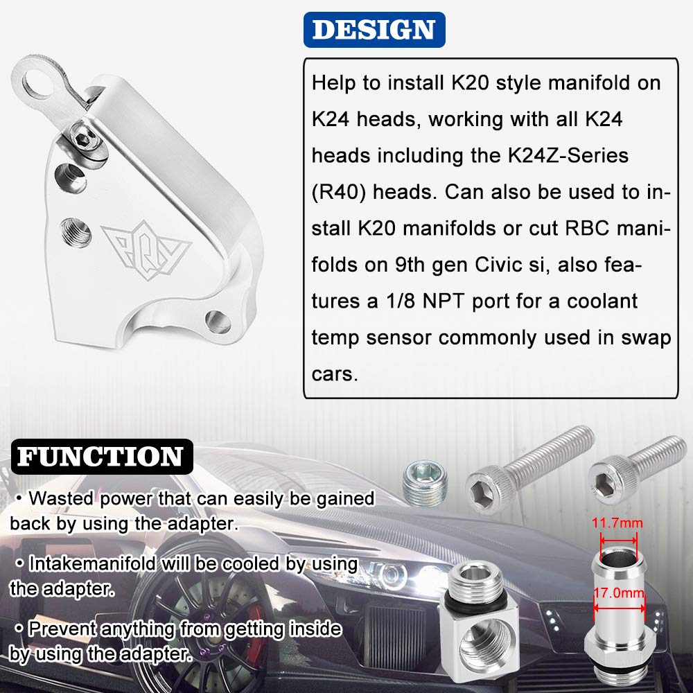 Pqy Intake Manifold Adapter Recirculation Fitting On K24S To Install K20 Style Manifold On K24 Heads Silver
