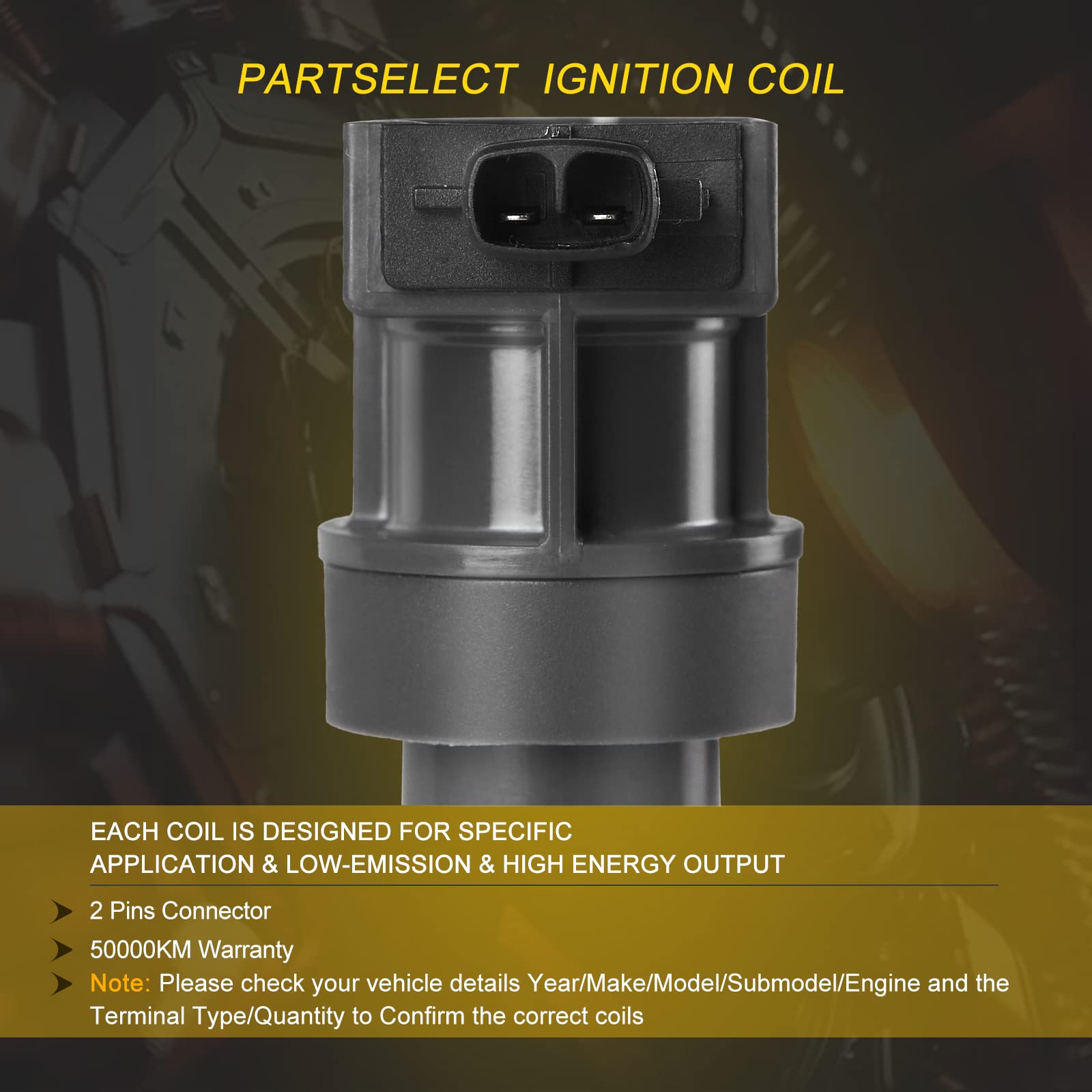 Partselect 6Pcs Ignition Coil Pack Uf-546 Replacement For Hyundai Sonata 2006-2010 Santa Fe 2007-2018 Kia Sedona 2006-2017 Soren