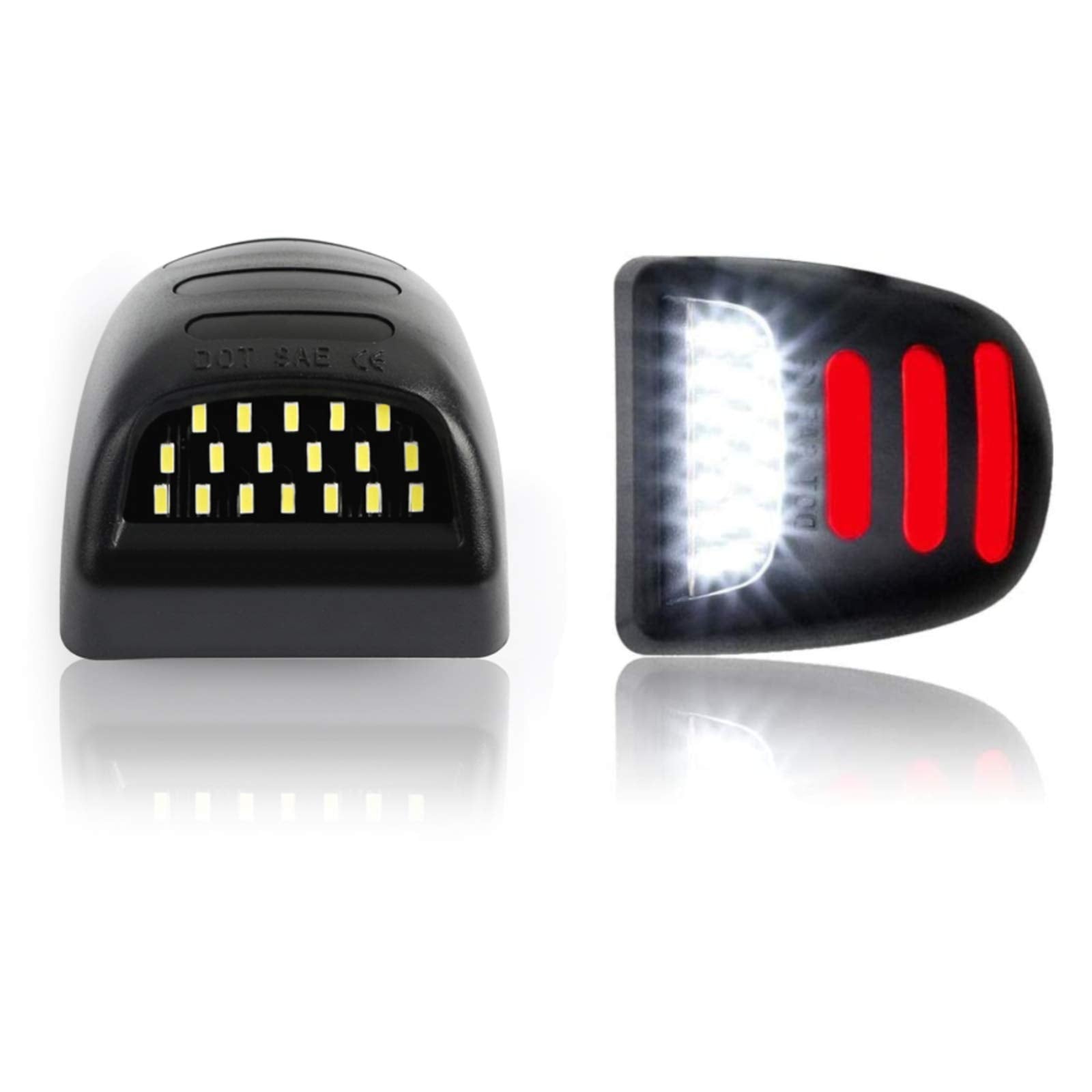D-Lumina Led License Plate Lights Tag Lamp Assembly W/Red Oled Neon Tube Compatible With Chevy Silverado Gmc Sierra 1500 2500 3500 Suburban Tahoe Cadillac Escalade Ext, 6000K White 2-Pieces