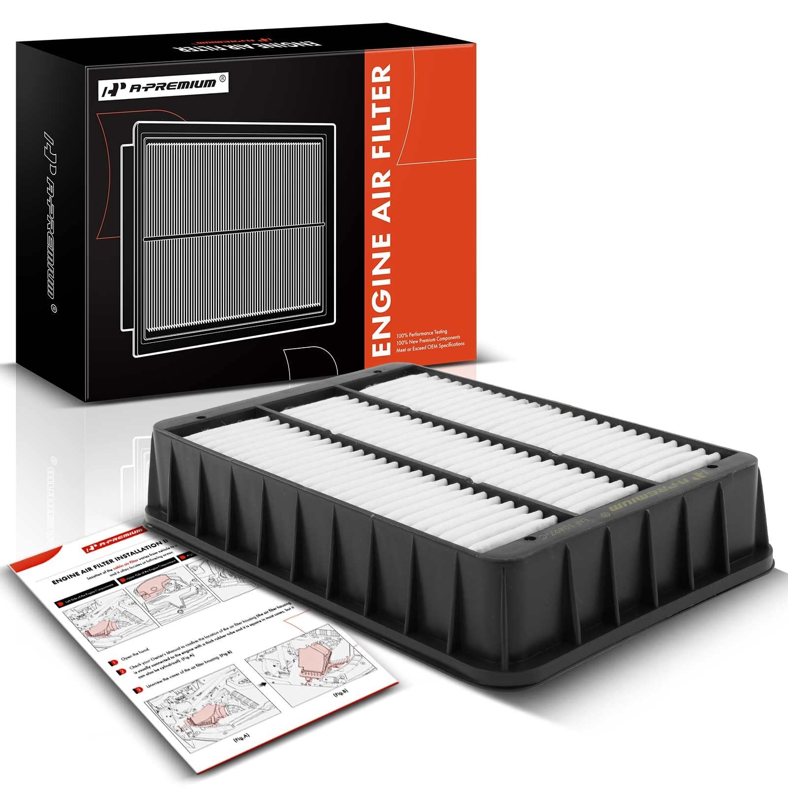 A-Premium Engine Air Filter Compatible with Mitsubishi Outlander 2007-2013, Outlander Sport 2011-2012, Lancer 2008-2015, RVR 2011-2012, Replace# 1500A023