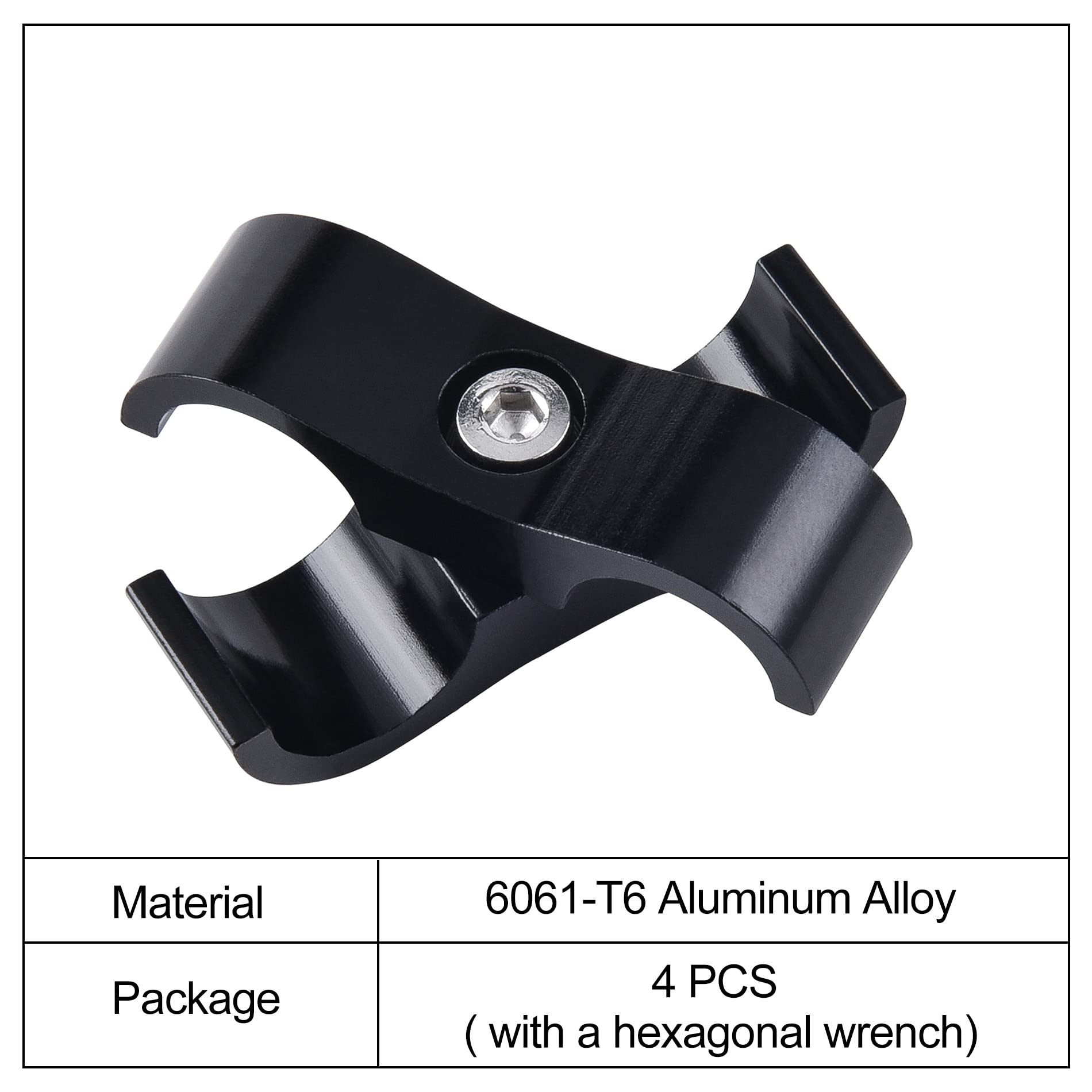 Evil Energy 10An Hose Separator Clamp, An10 Fuel Line Mounting Clamp Aluminum Black 4Pcs