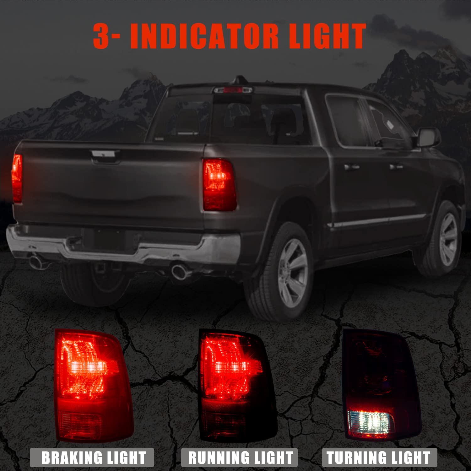 Ransoto Tail Light Compatible With Dodge Ram 1500 2500 3500 2009-2018 Right Passenger Side Rear Taillight Brake Lamp With Bulb R