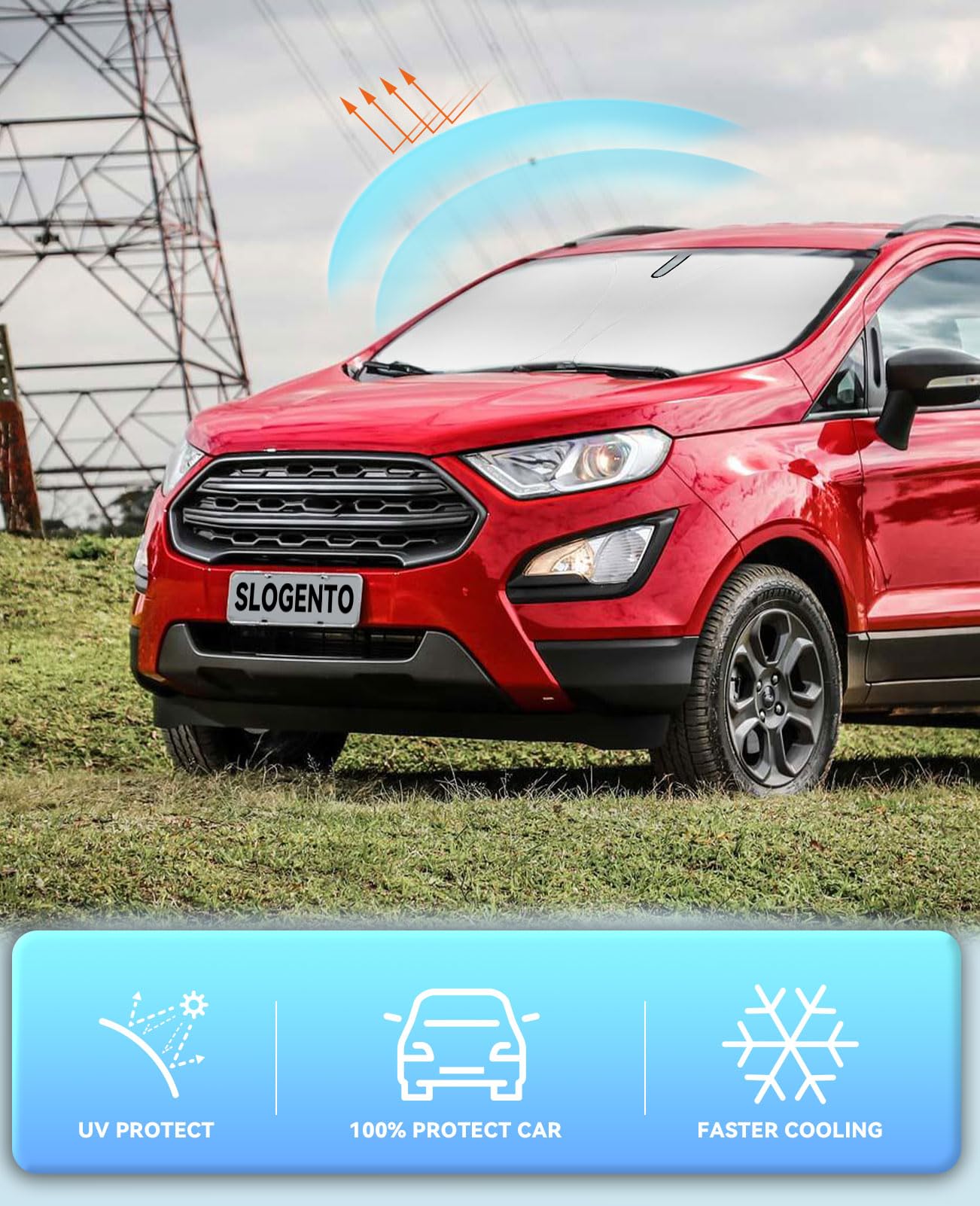 Sun Shade Windshield Sunshades Cover For Ford Ecosport 2020-2024 2025 Accessories Custom Fits Ecosport Foldable 240T Silver Coat