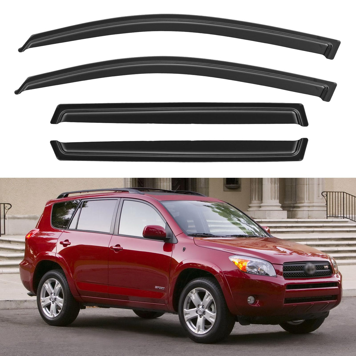 Window Visors Rain Guards Shield for 2006-2012 Toyota Rav4, Out-Channel Window Vent Wind Deflectors Visors Shades for 06 07 08 0