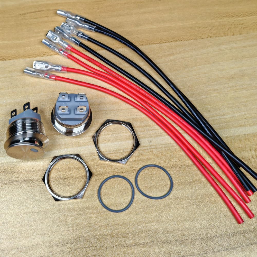 Gebildet Stainless Steel 12-24V/15A Waterproof Round Rocker Switch 22Mm Blue Led Lighted On Off 4 Pin Illuminated Toggle Switch