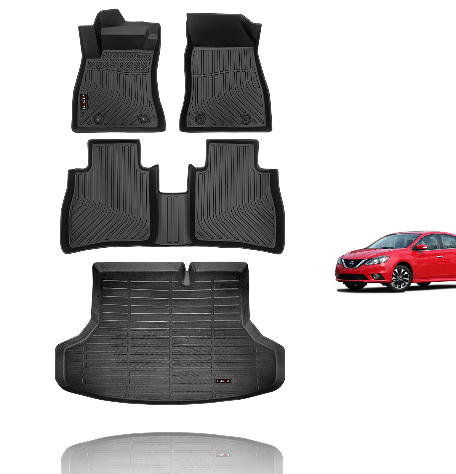 KELCSEECS Floor Mats & Cargo Liner Custom for 2014 2015 2016 2017 2018 2019 Nissan Sentra All Weather Floor Liners Car Mats Carg