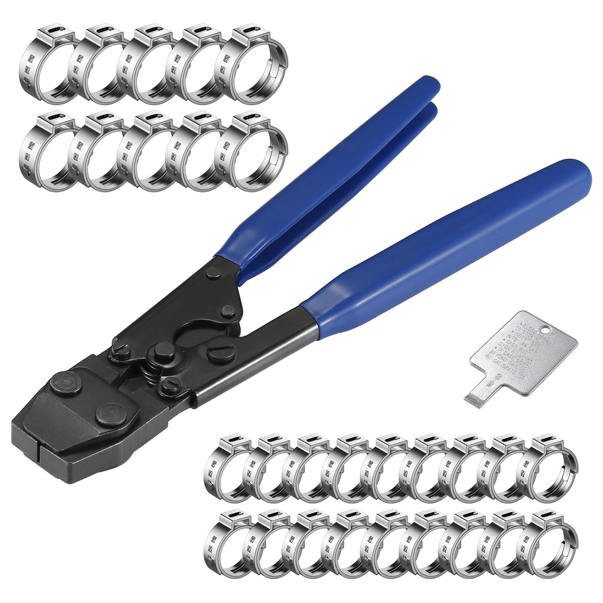 Pex Cinch Clamp Tool For Stainless Steel Clamps From 3/8'To 1', With 20 Pcs 1/2' Pex Cinch Clamp Rings And 10Pcs 3/4' Pex Cinch Clamp Rings By Rthieai