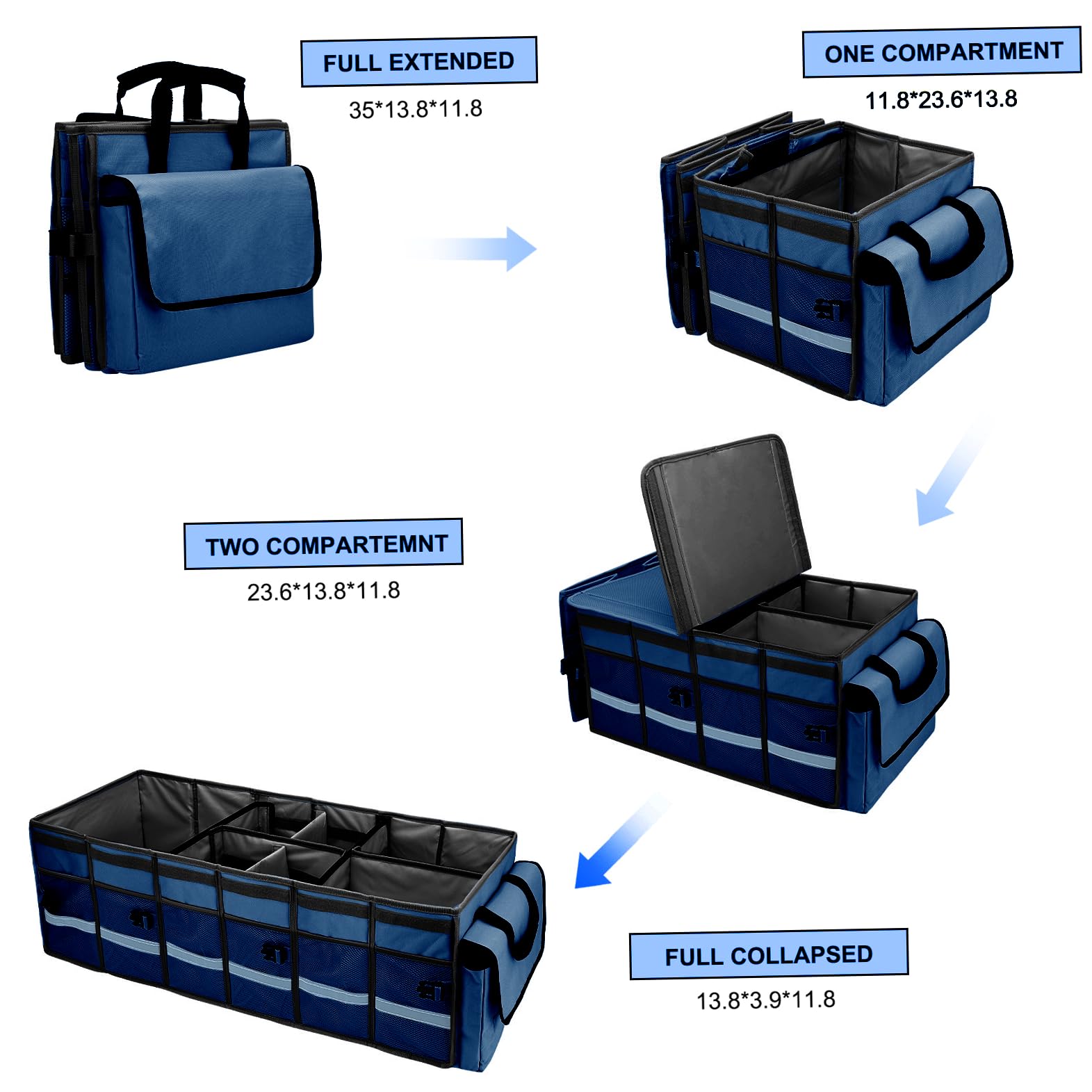 Gdnasist Car Trunk Organizer And Storage With Removable Leakproof Cooler Bag, 6 Removable Dividers For Custom Space, Collapsible