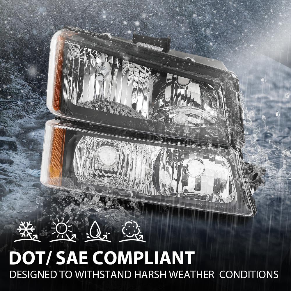 G-Plus Headlights Compatible With Chevy Avalanche 1500 2500/Fit Chevy Silverado 1500 2500 Hd 3500 2003-2006/Fit Chevy Silverado