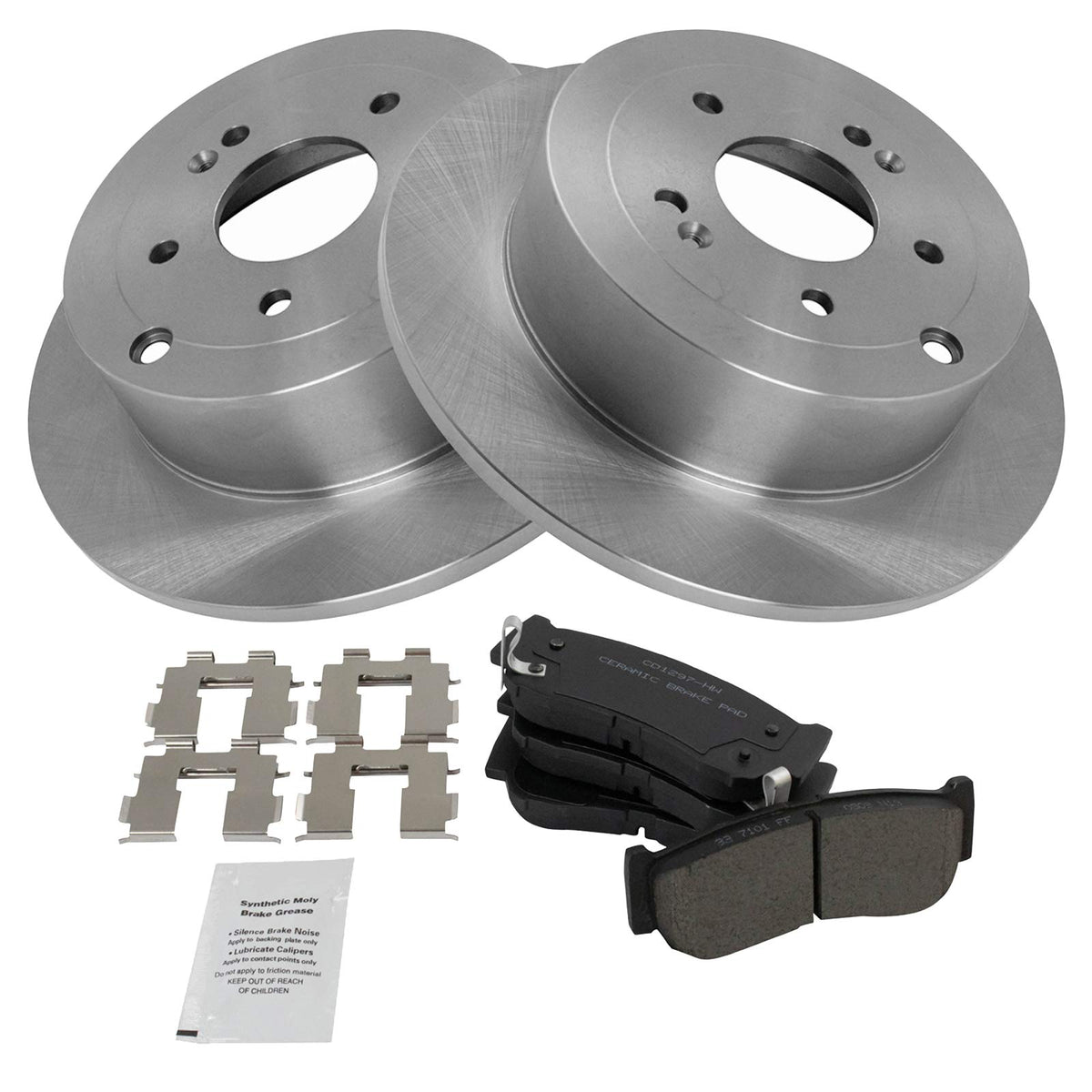 Trq Rear Brake Pad & Rotor Kit Brake Pads Brake Rotor Ceramic Compatible With 2007-2009 Hyundai Santa Fe